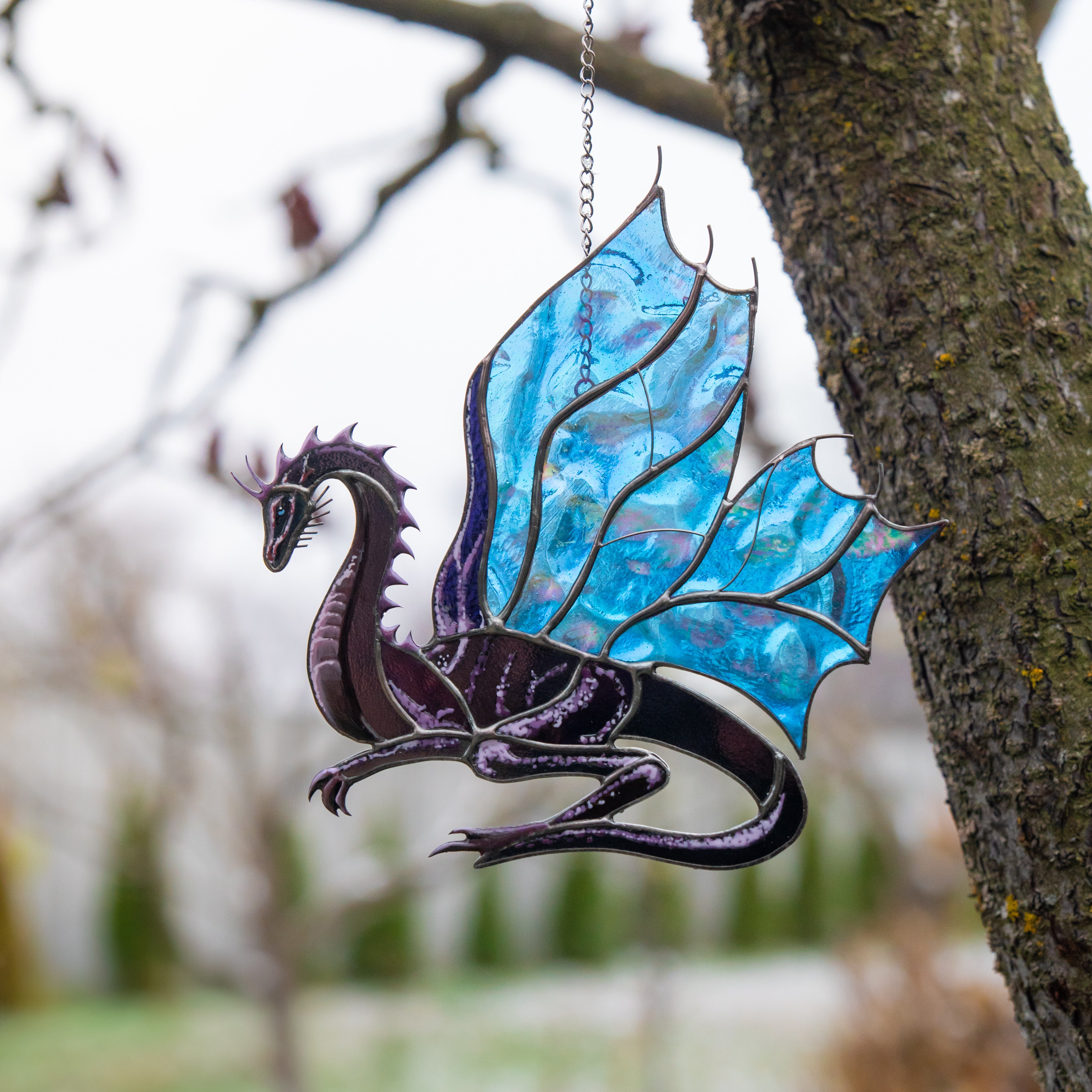 stained glass window hanging of the dragon suncatcher
