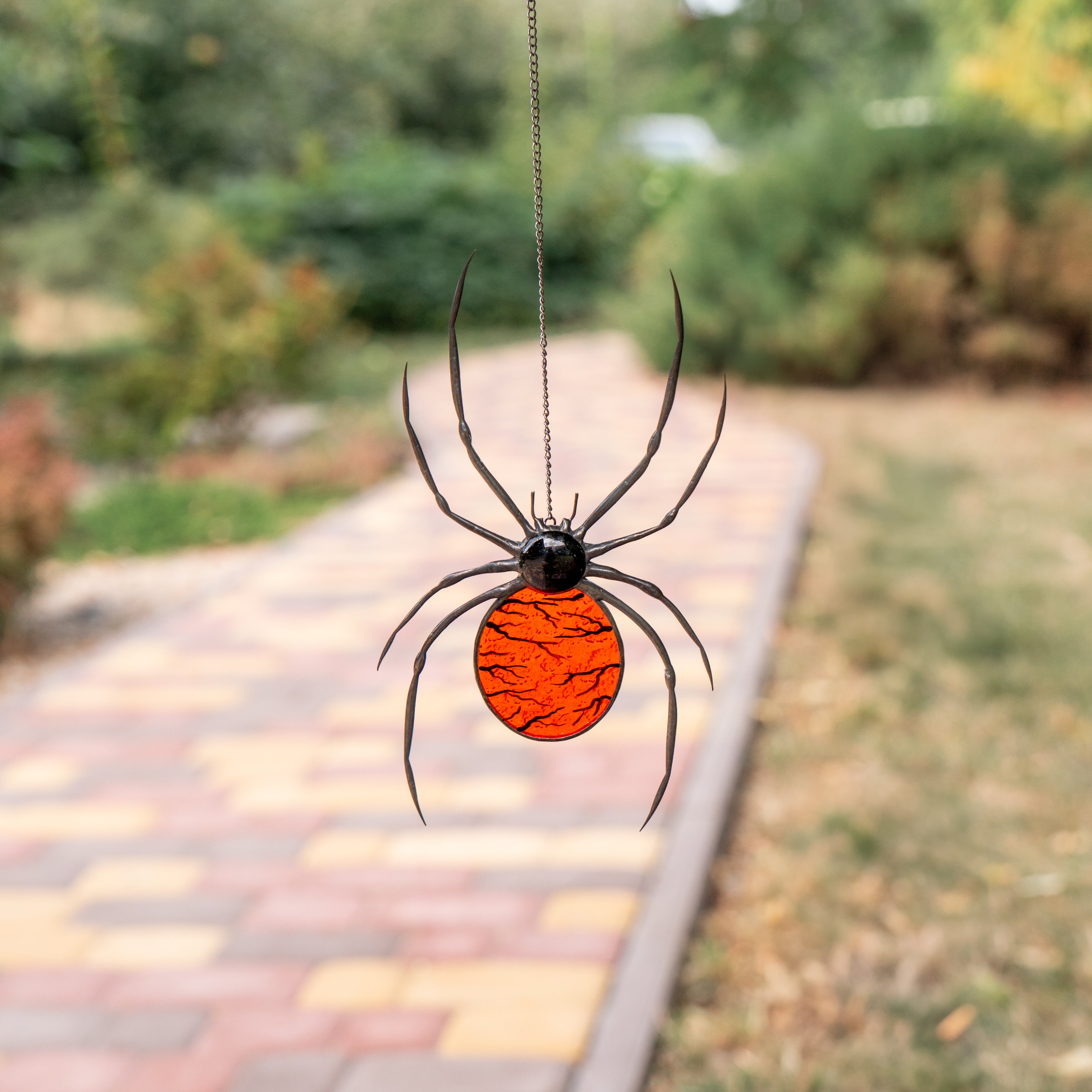 stained glass spider hanging