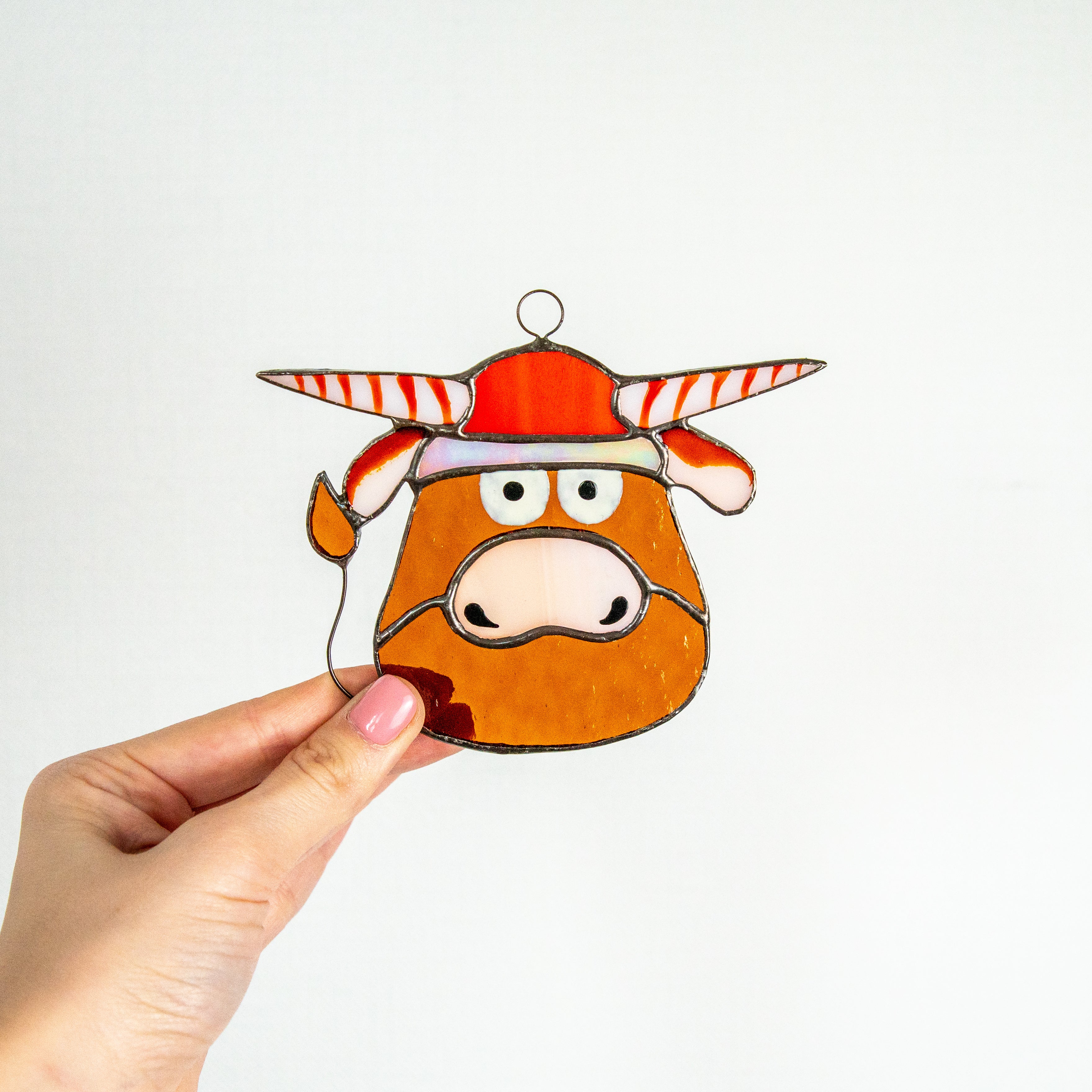 Christmas Bull - Stained Glass Suncatcher