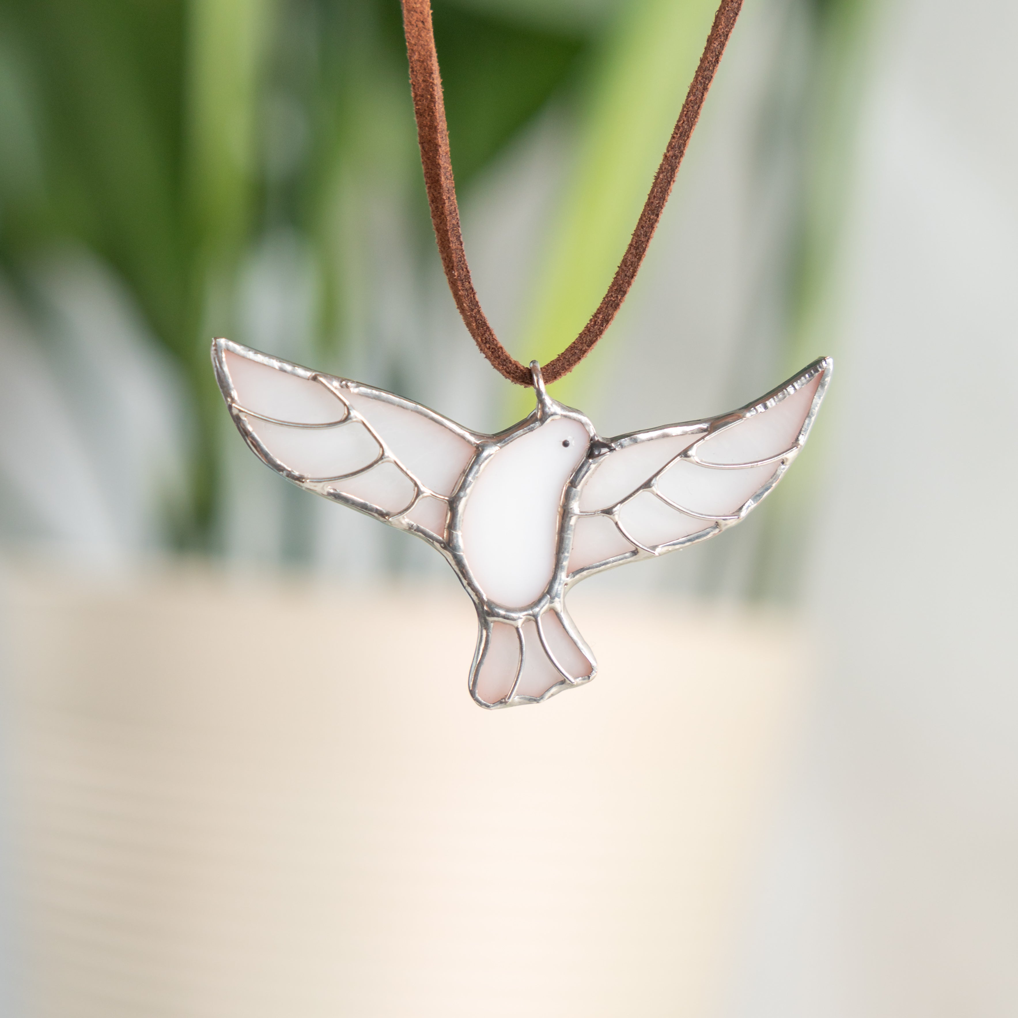 stained glass dove necklace