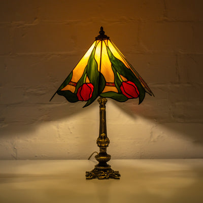 Custom stained glass art nouveau lamp