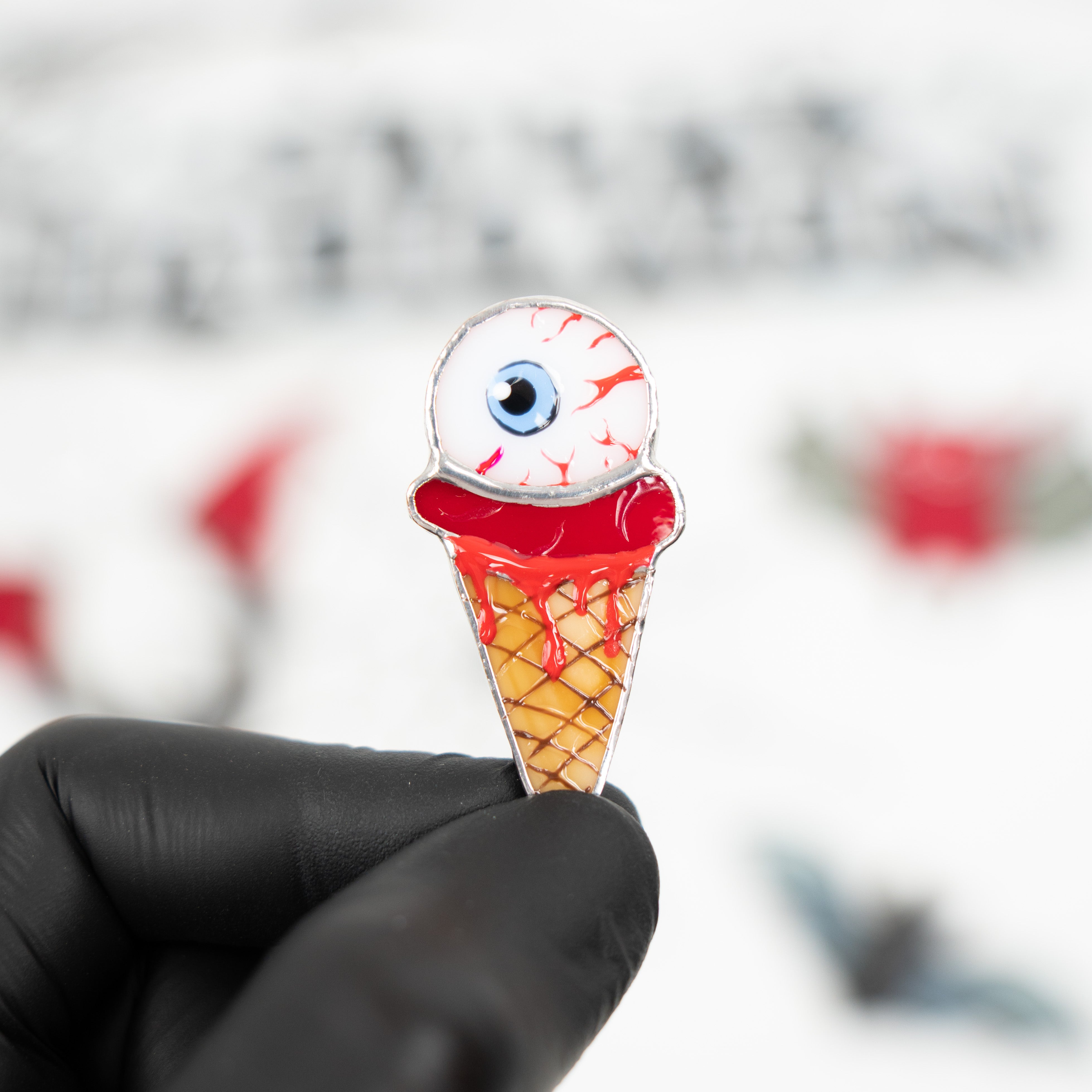 Ice Cream Eye - Stained Glass Brooch