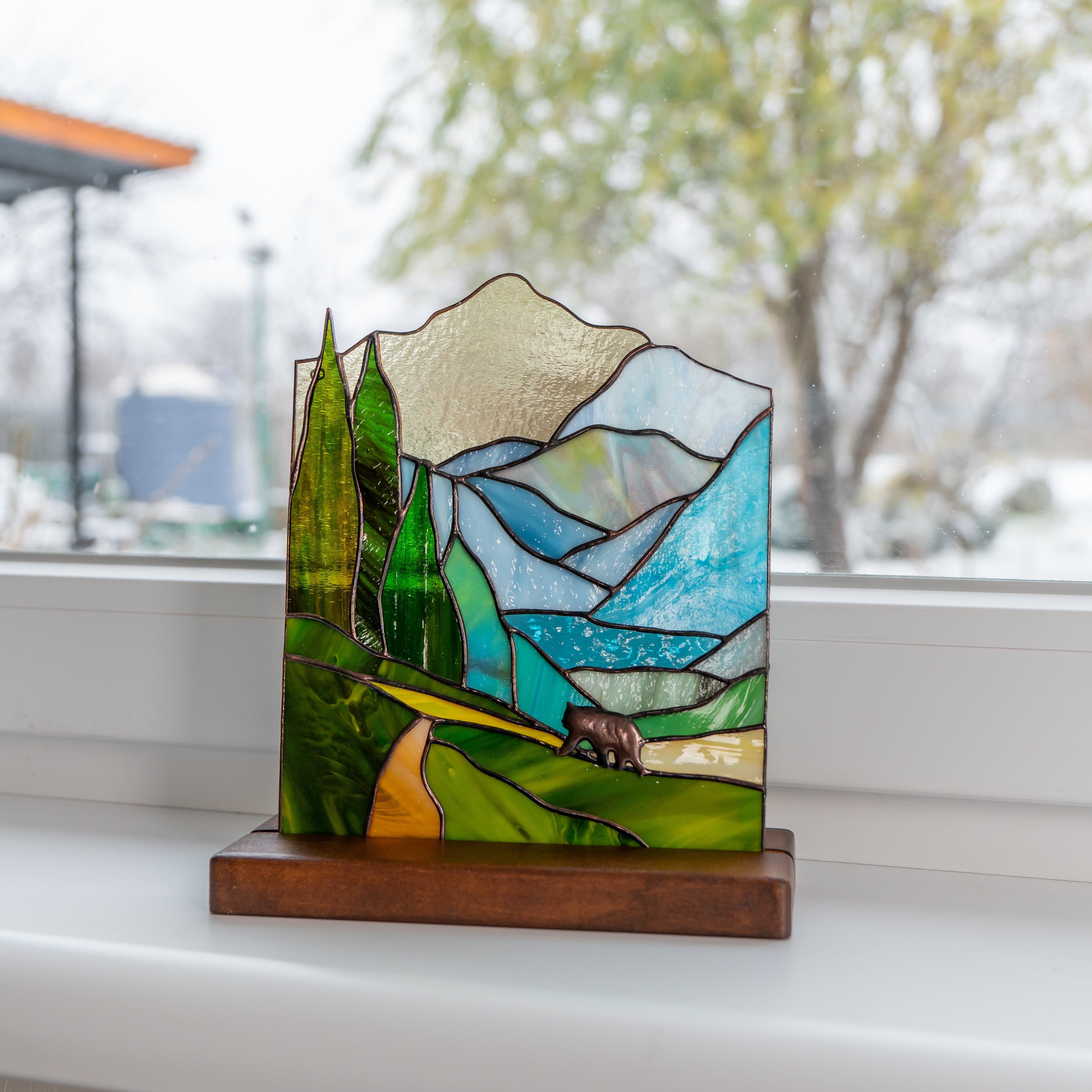 table decor made of stained glass