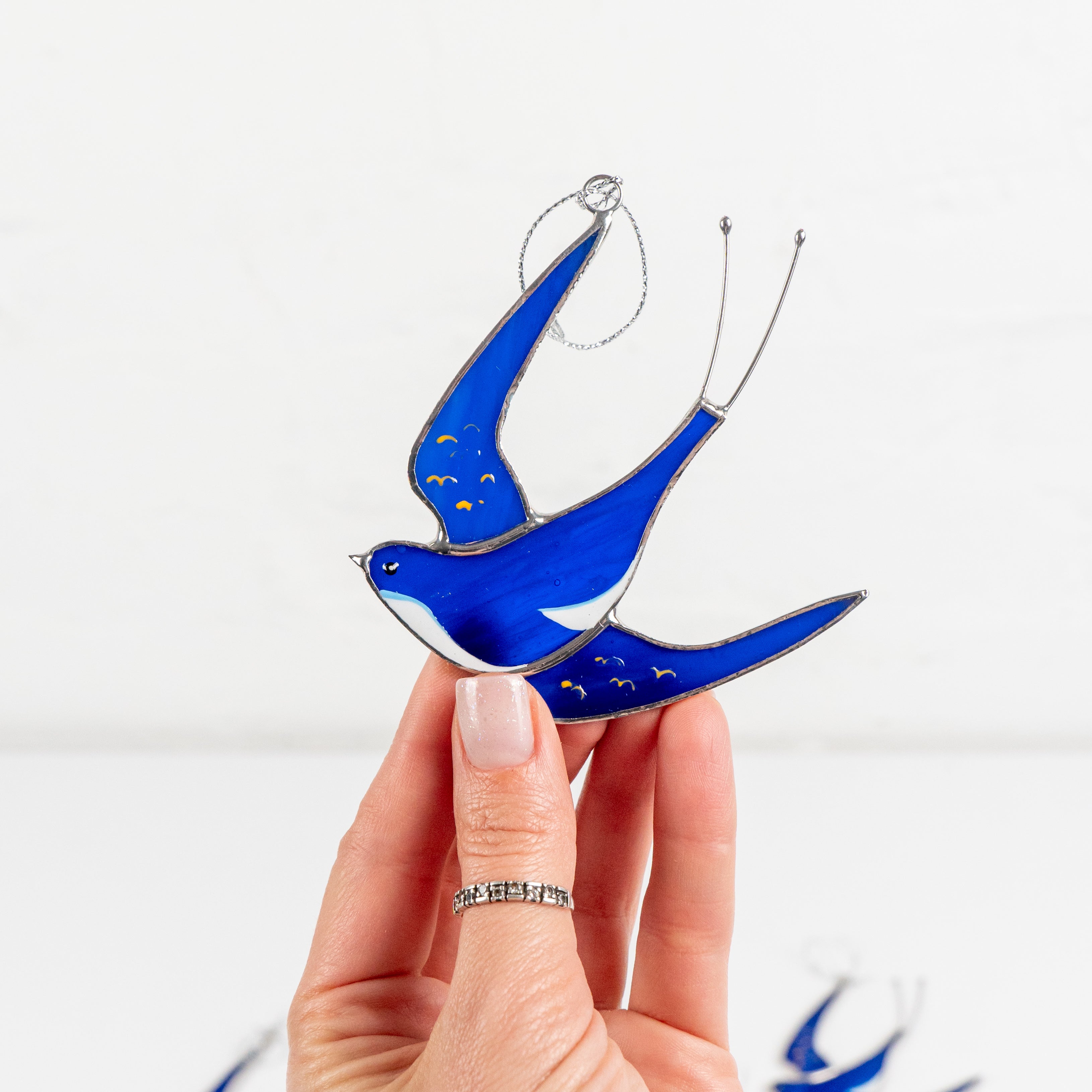 Blue Swallow - Stained Glass Suncatcher