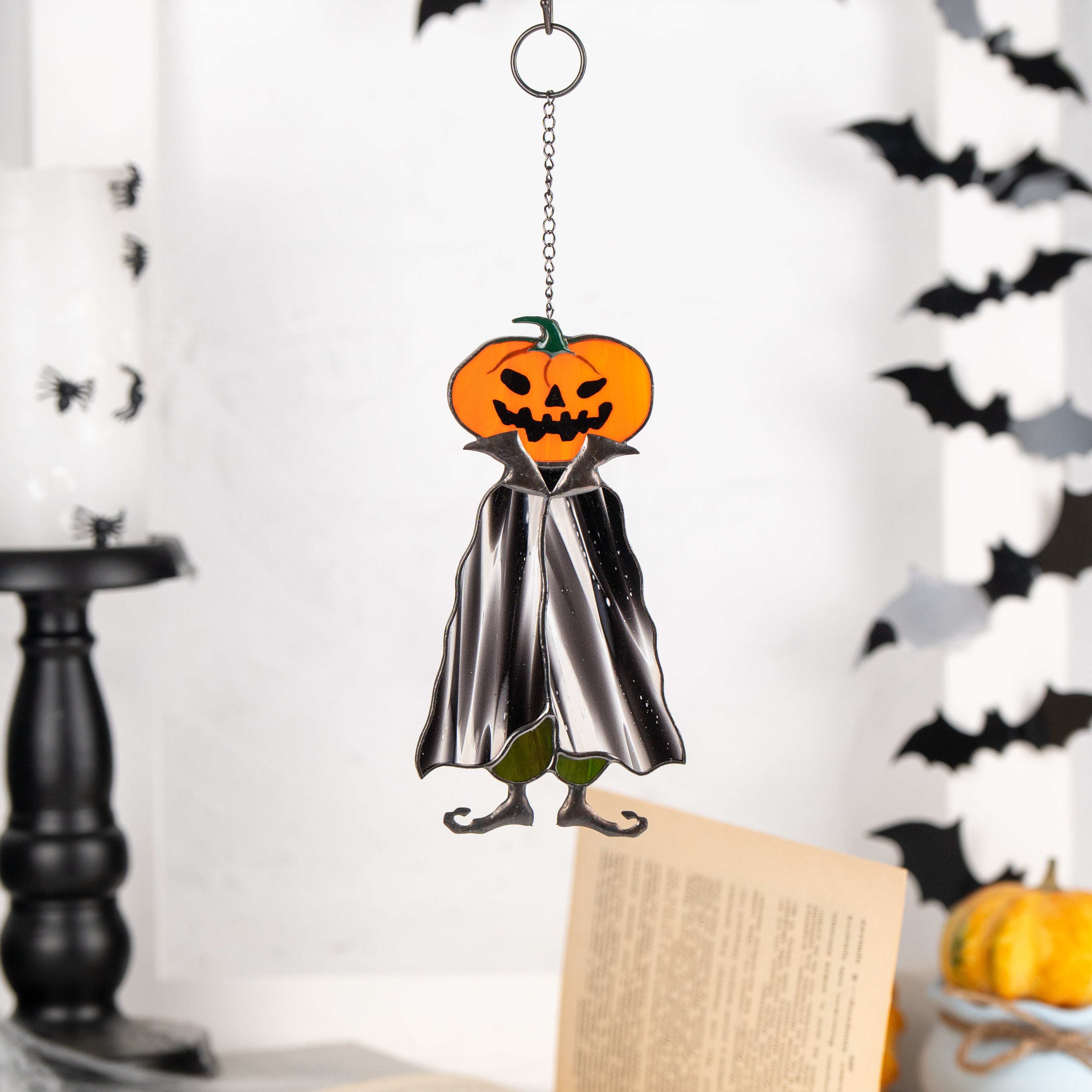 Pumpkin Dracula - Stained Glass Suncatcher