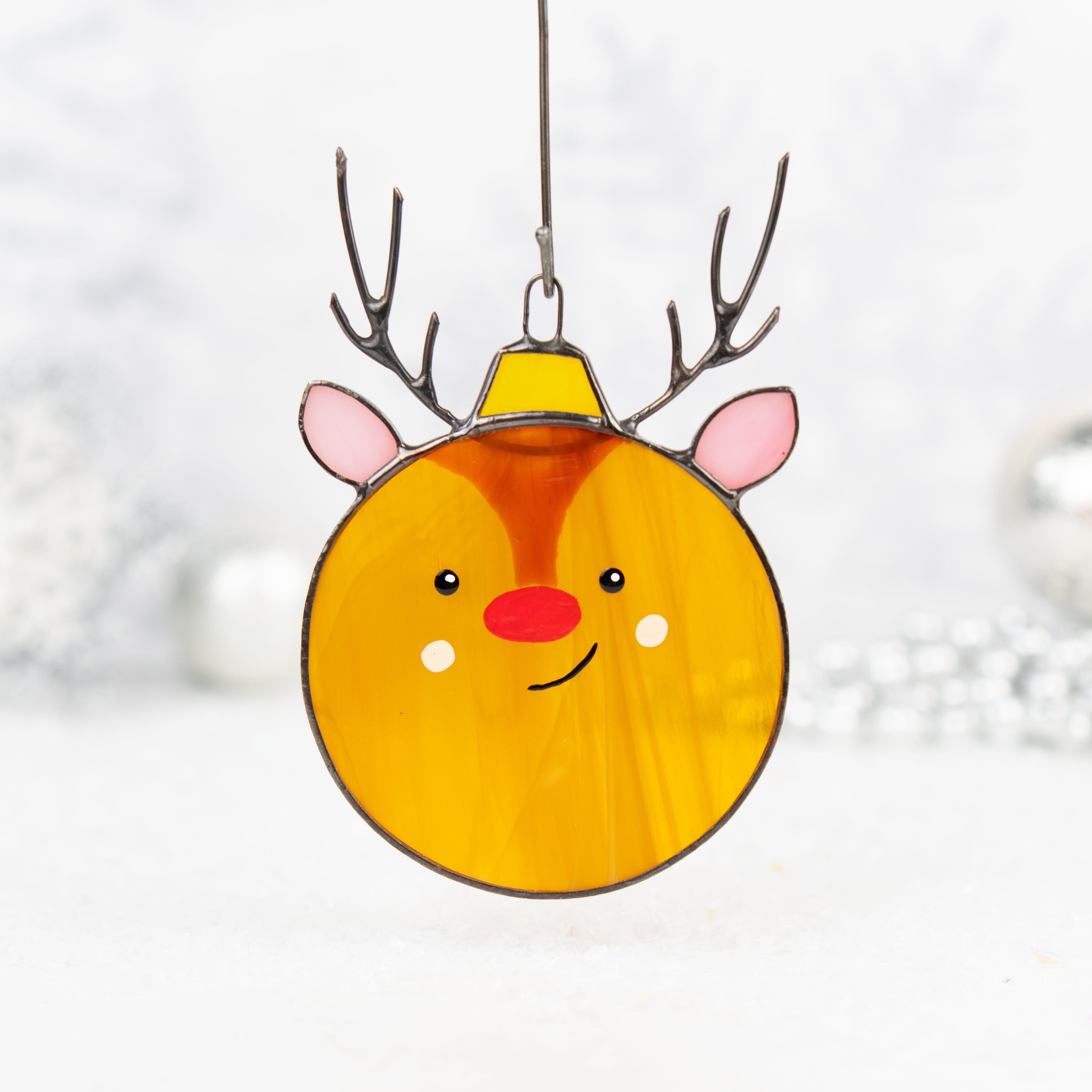 Round Ornament Deer - Christmas Stained Glass Suncatcher