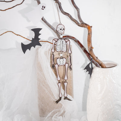 Halloween stained glass horror skeleton