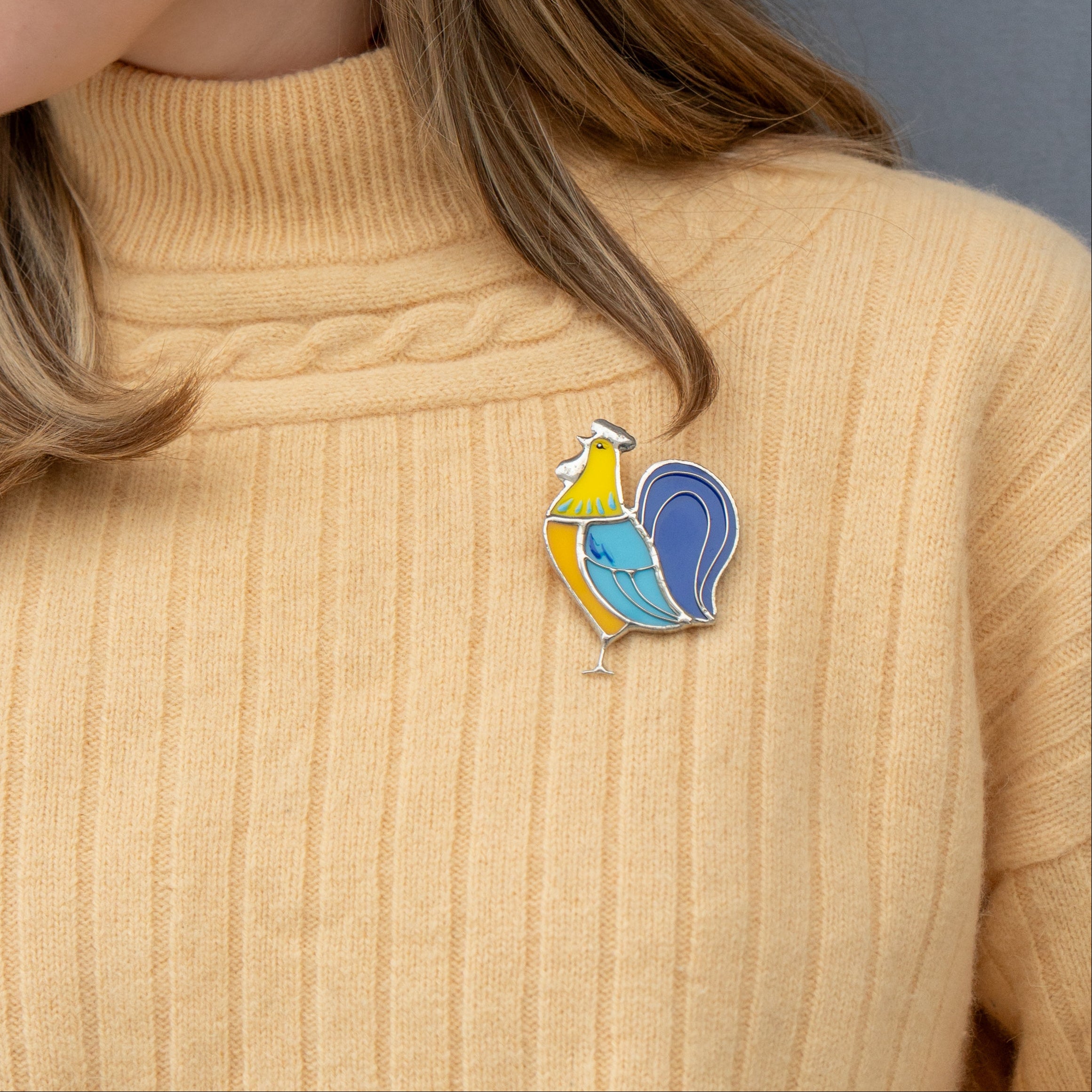 Rooster UA - Stained Glass Brooch