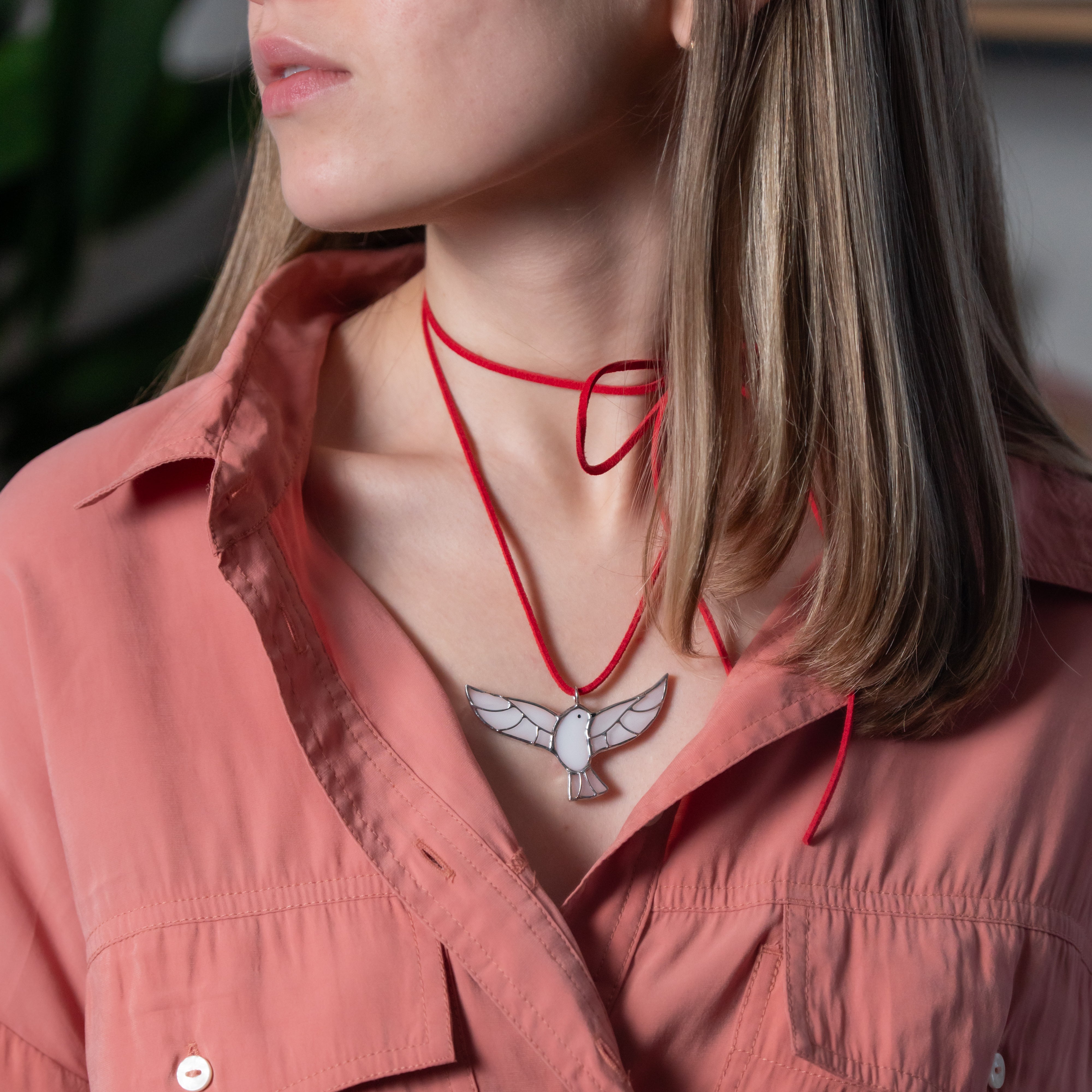 peace dove charm made of modern stained glass