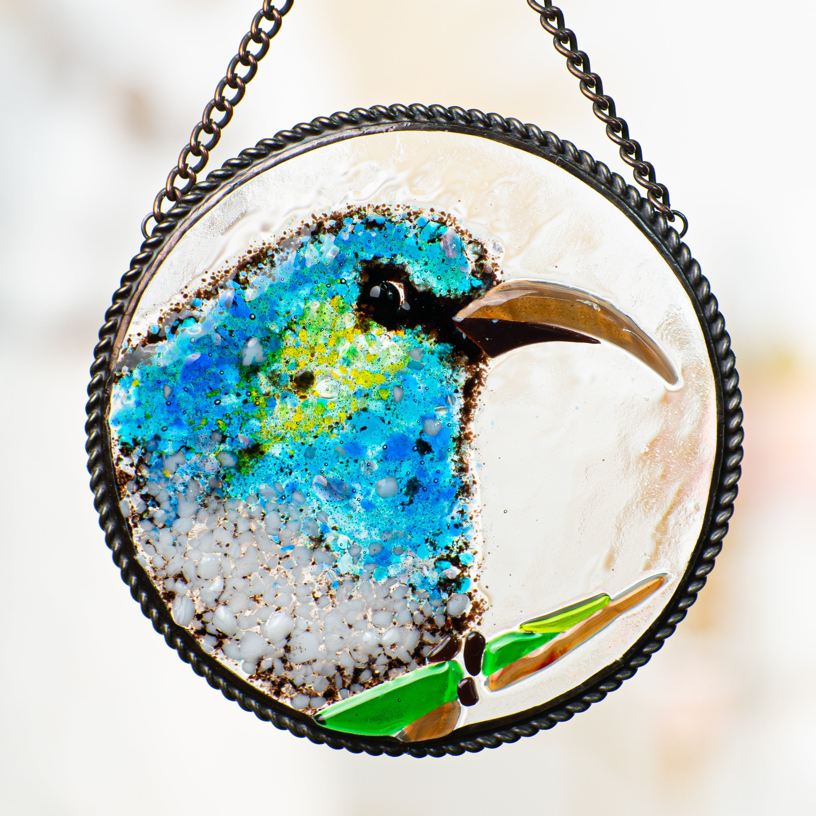 Colorful Bird - Fused Glass Panel