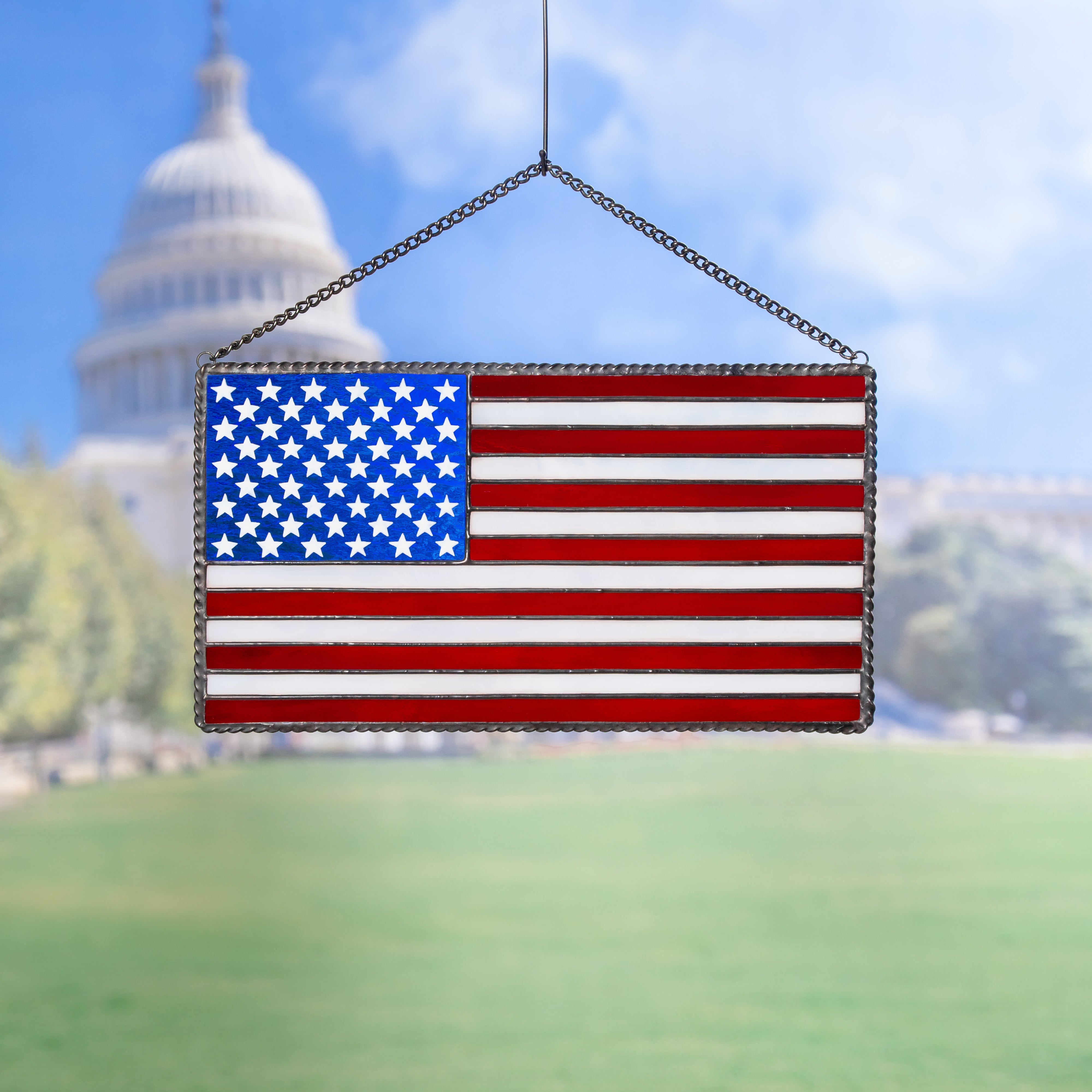 American flag stained glass decor