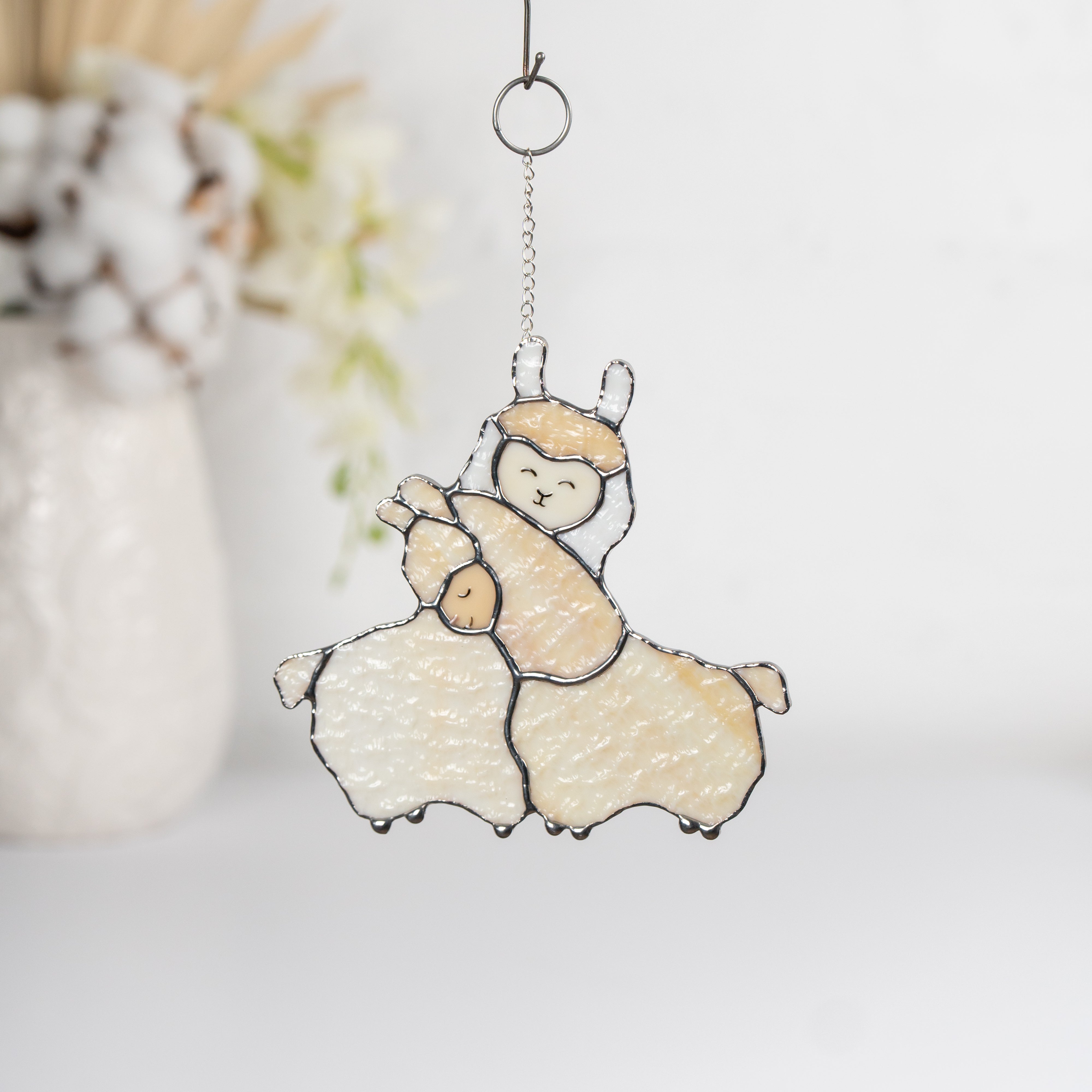 llamas light catcher made of stained glass