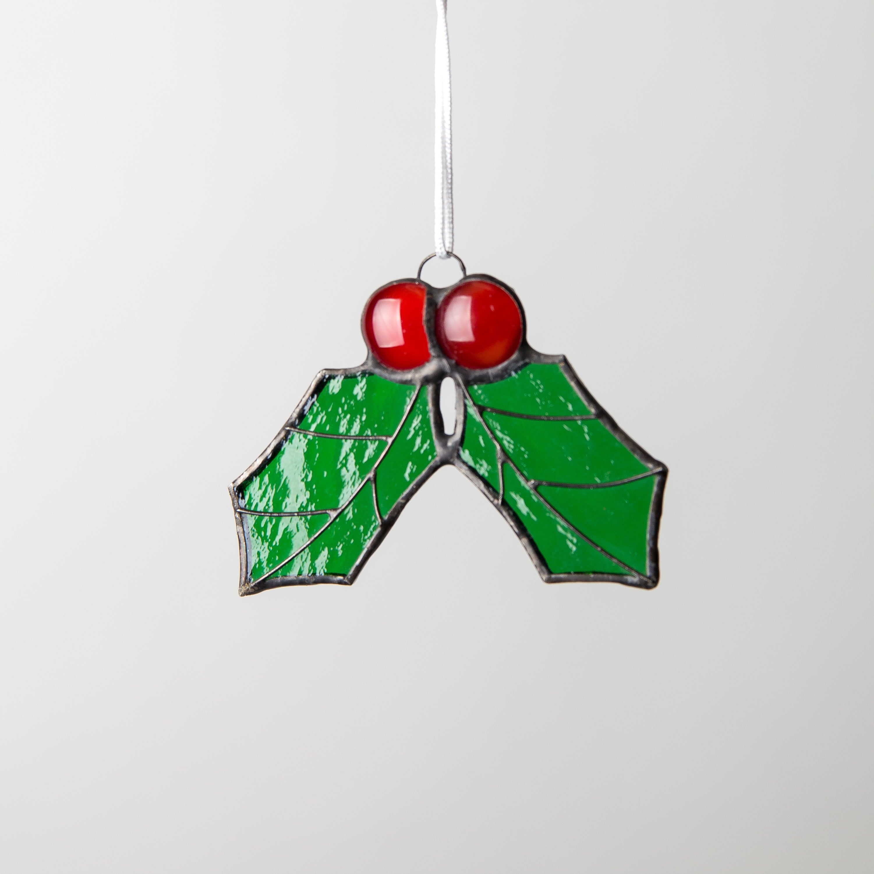 Holly Leaves - Christmas Stained Glass Suncatcher