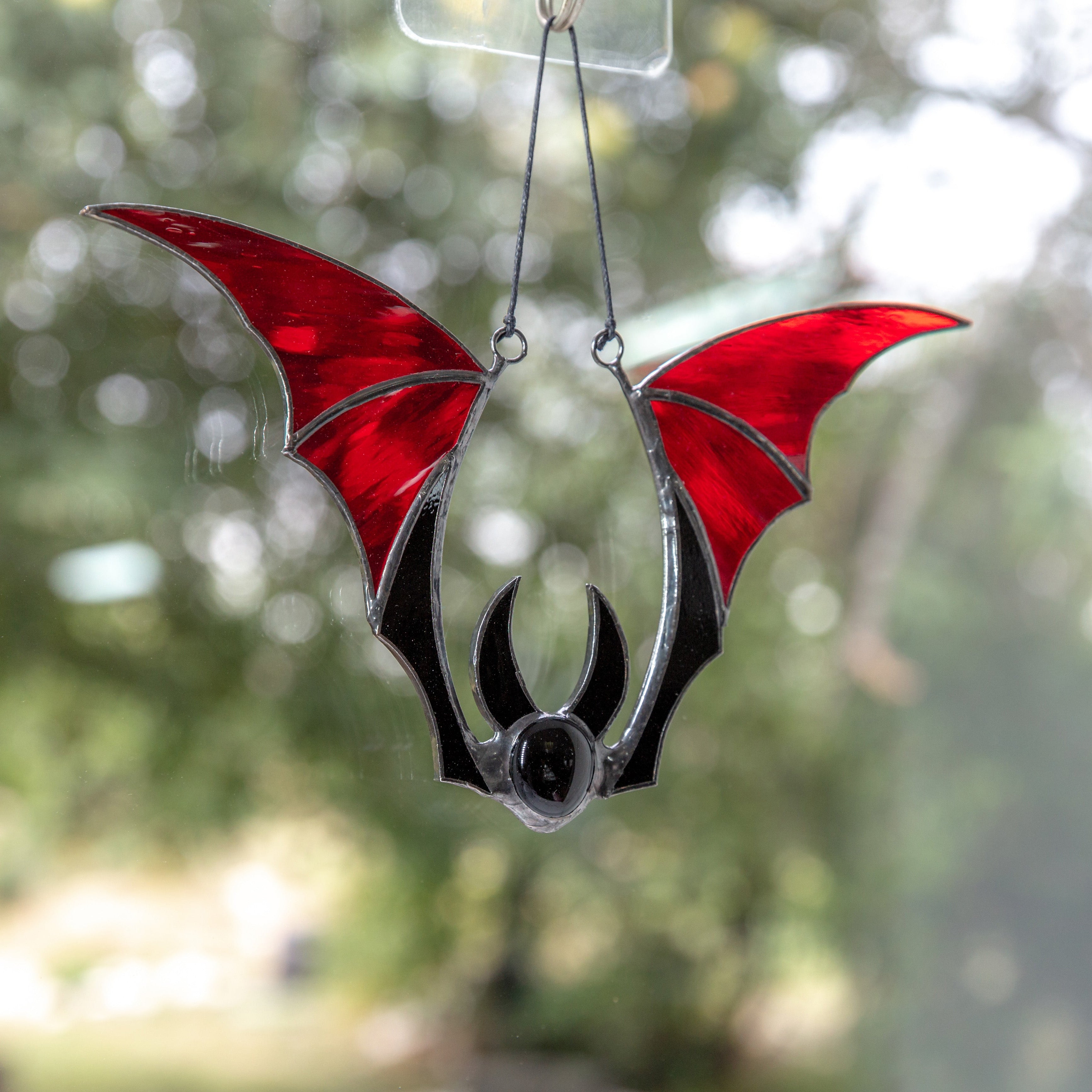 Red Bat Vampire - Stained Glass Suncatcher