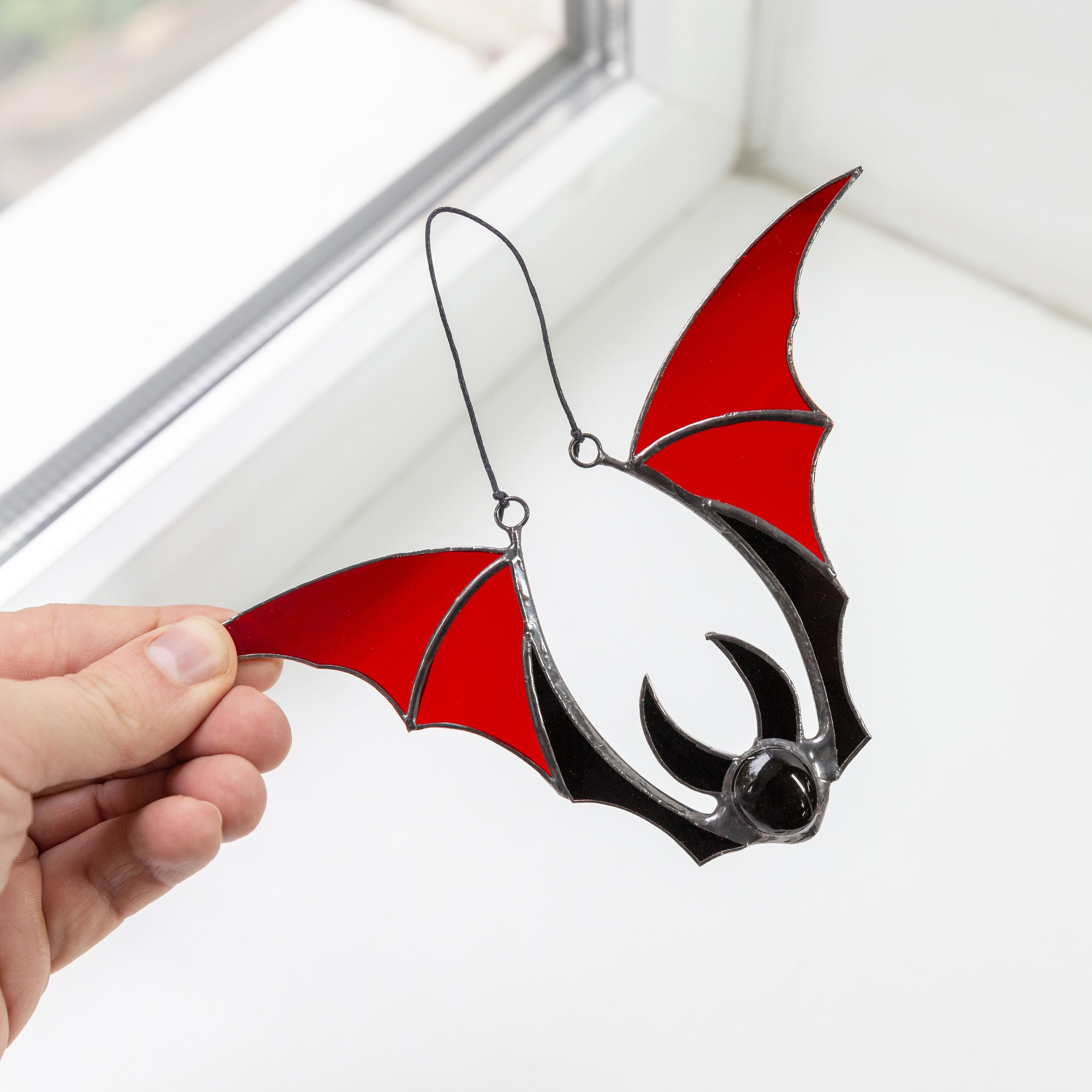 Red Bat Vampire - Stained Glass Suncatcher
