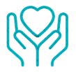 Two icon-like hands holding a heart