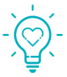 Icon of a light bulb with a heart inside