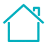 Teal icon of a house