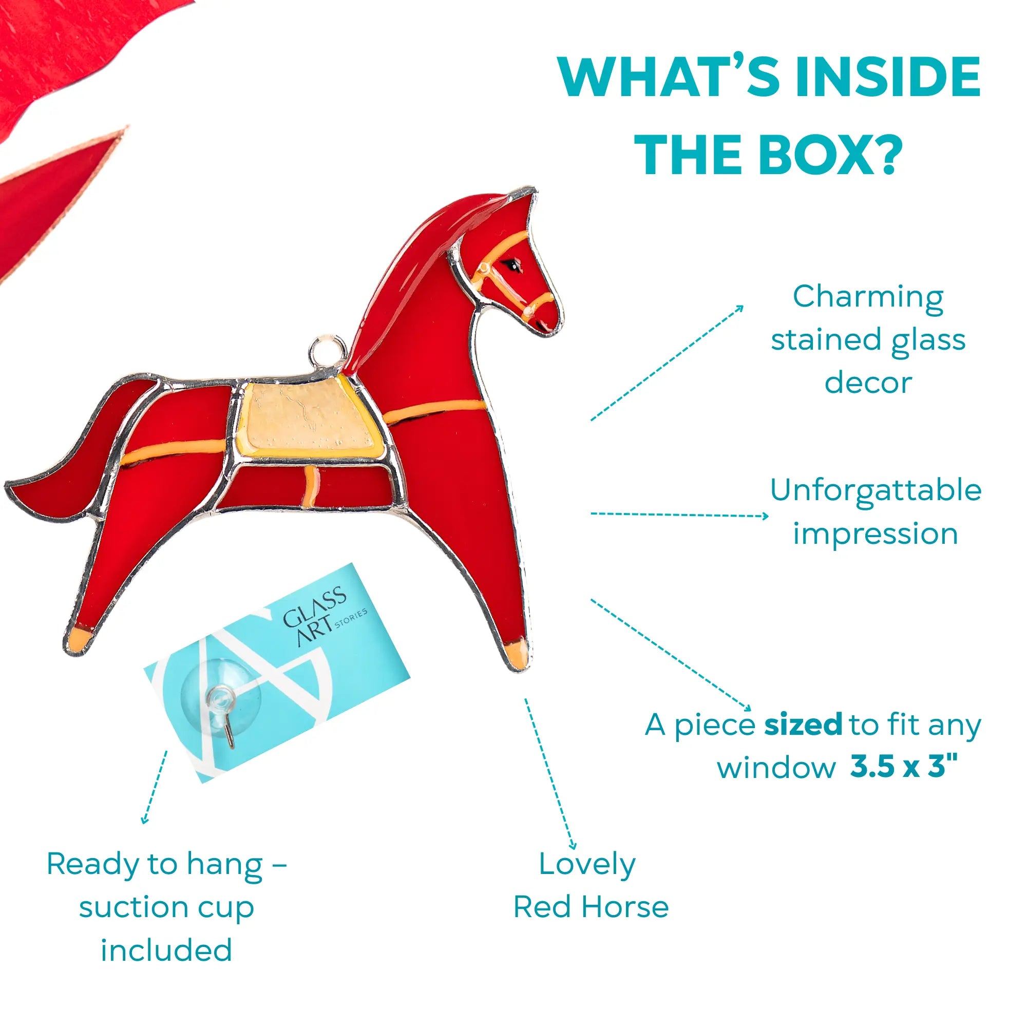 Stained glass red horse suncatcher as an unforgettable gift