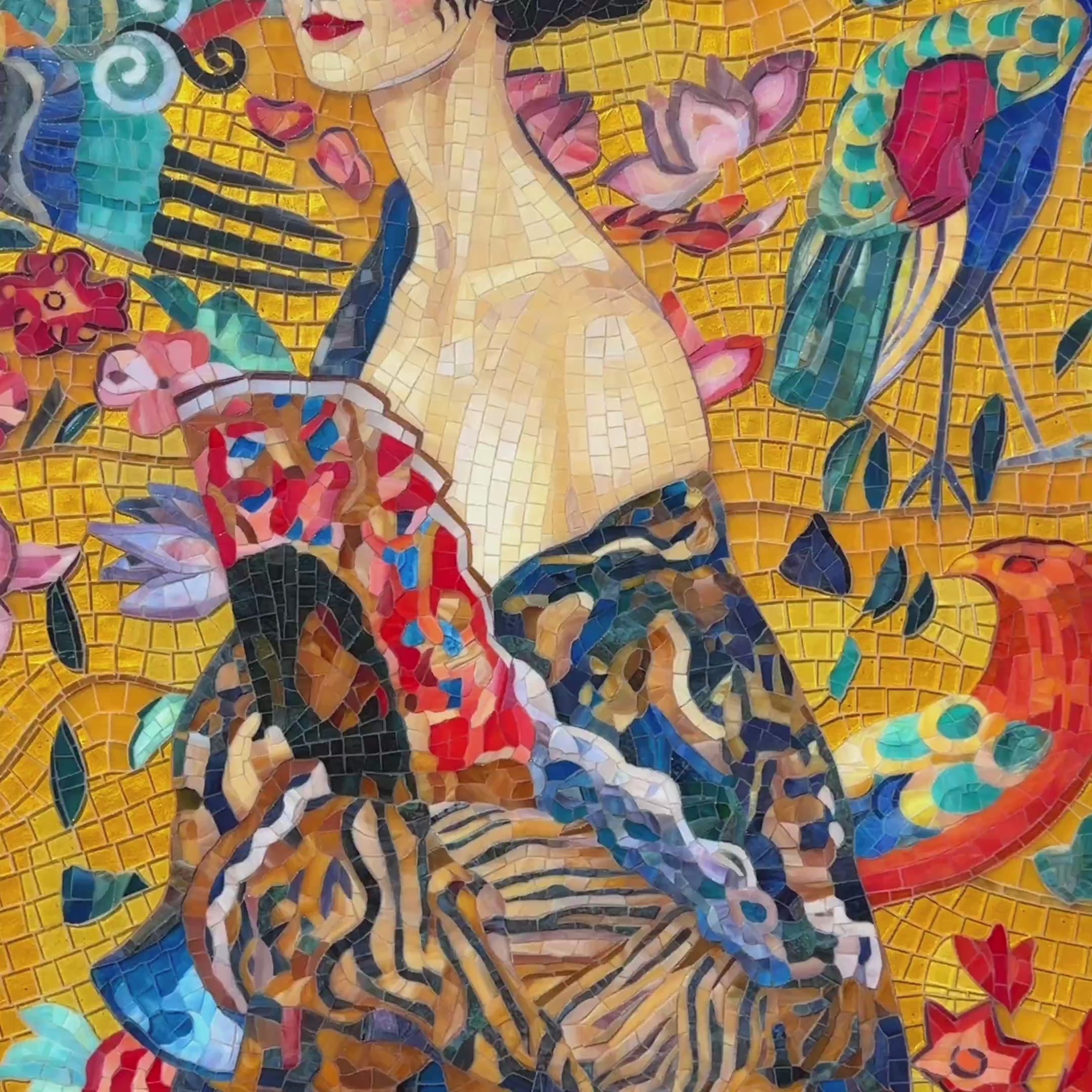 Satined glass mosaic inspired by Gustav Klimt