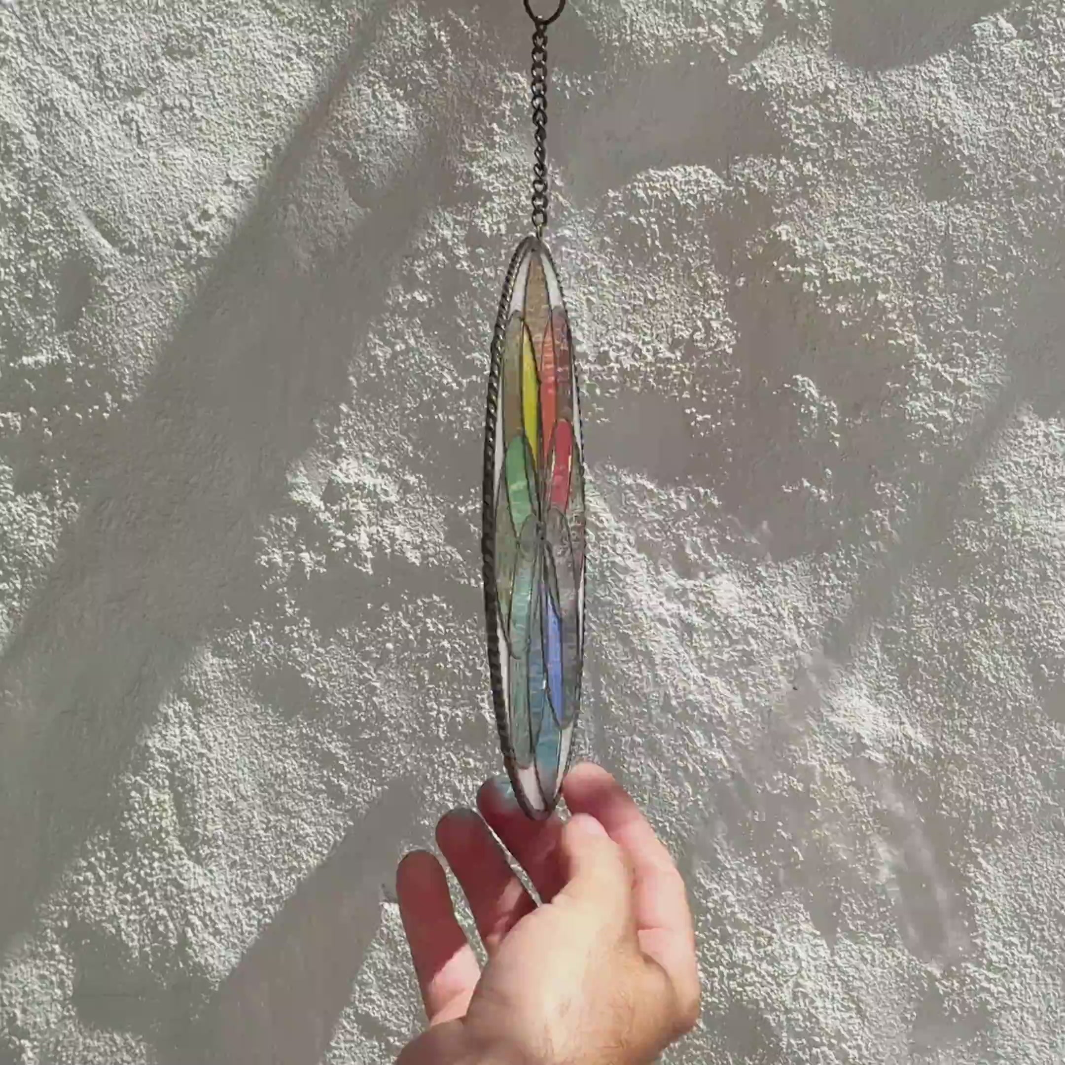 Stained glass panel mandala suncatcher