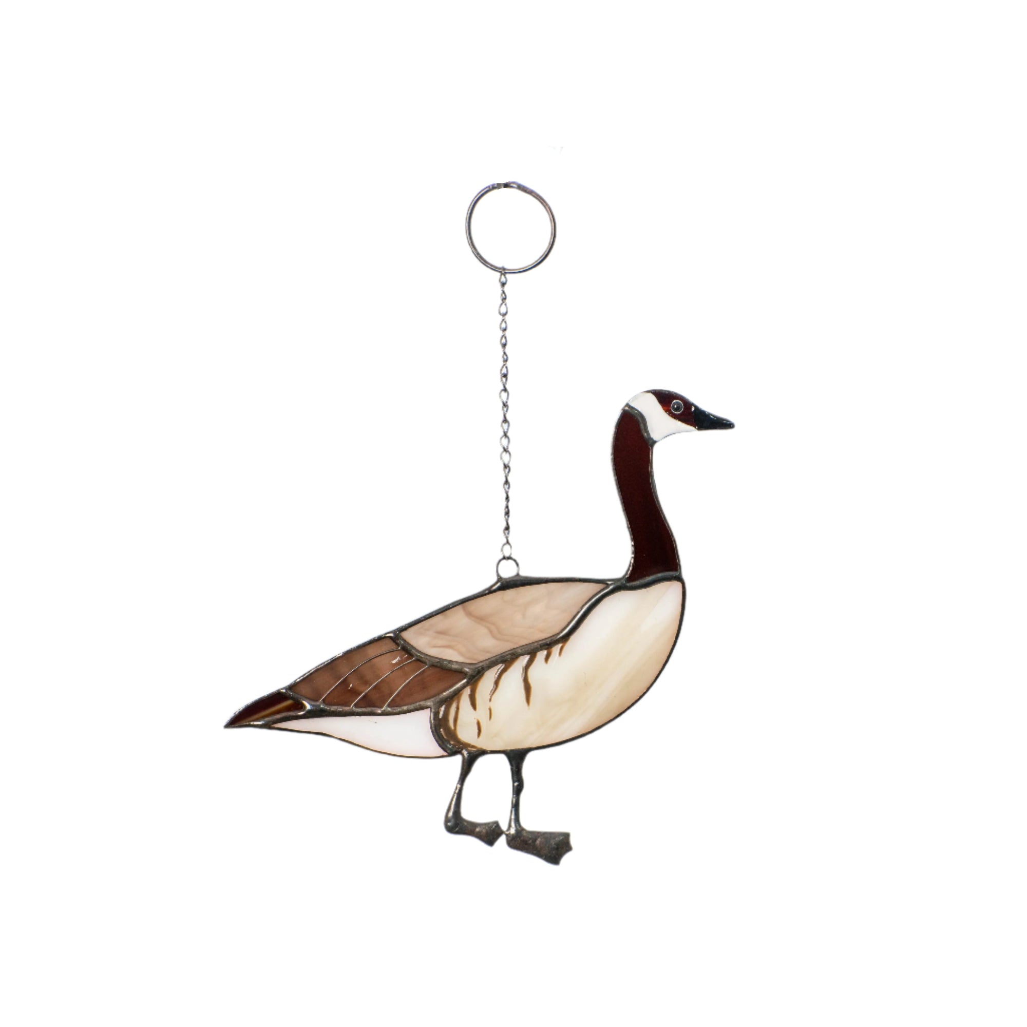 Stained glass window hanging of a Canadian goose