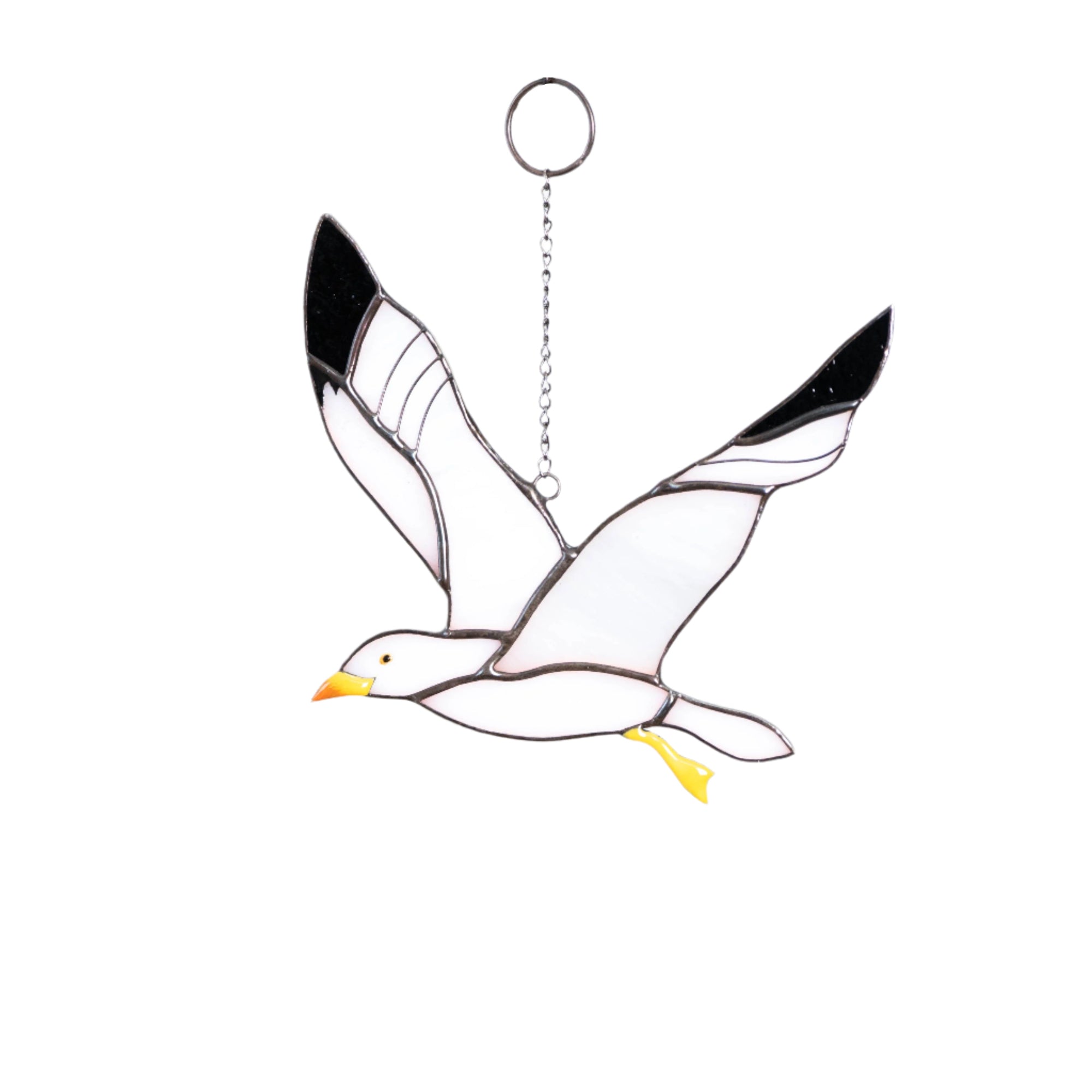 Stained glass flying seagull window hanging