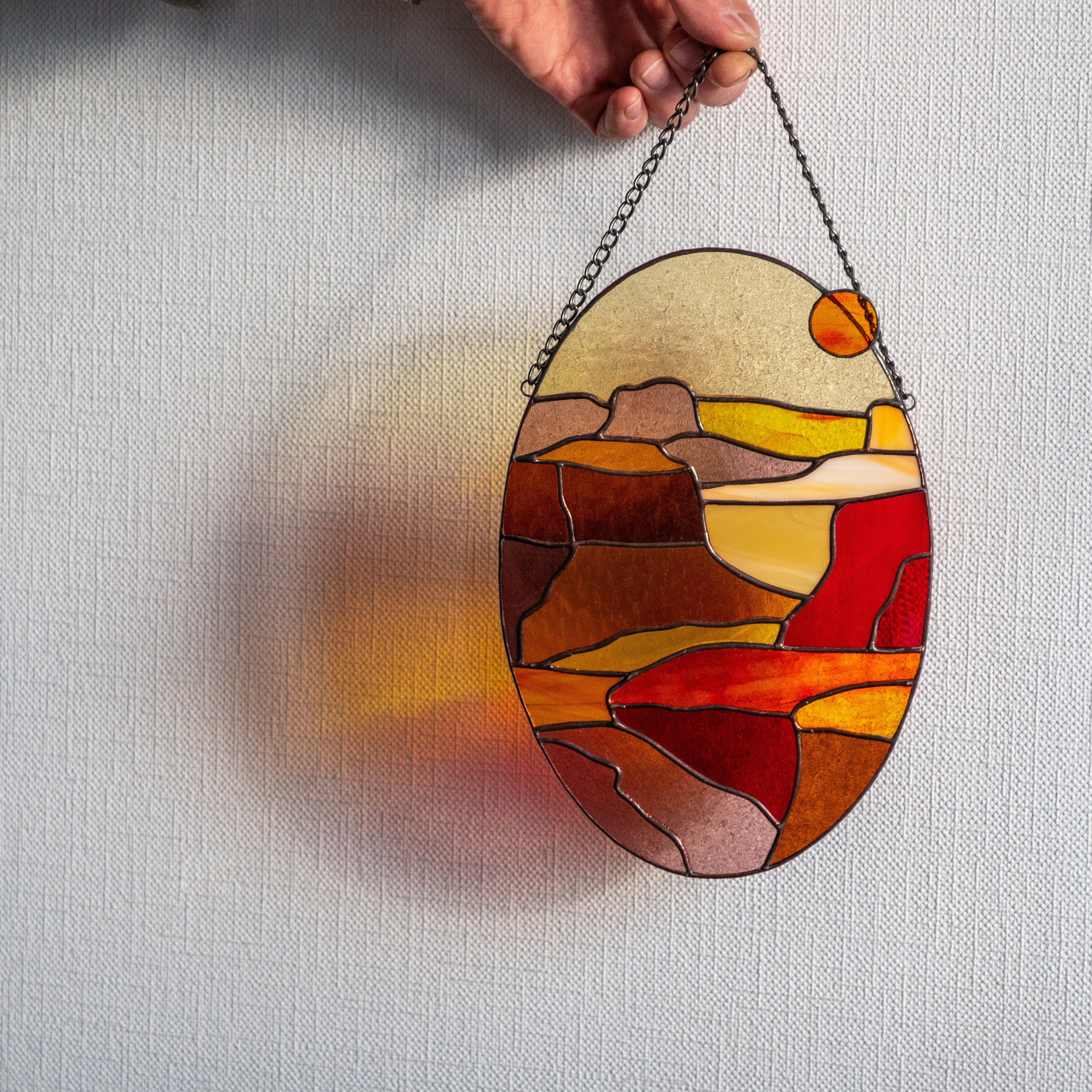 Stained glass Grand Canyon window panel