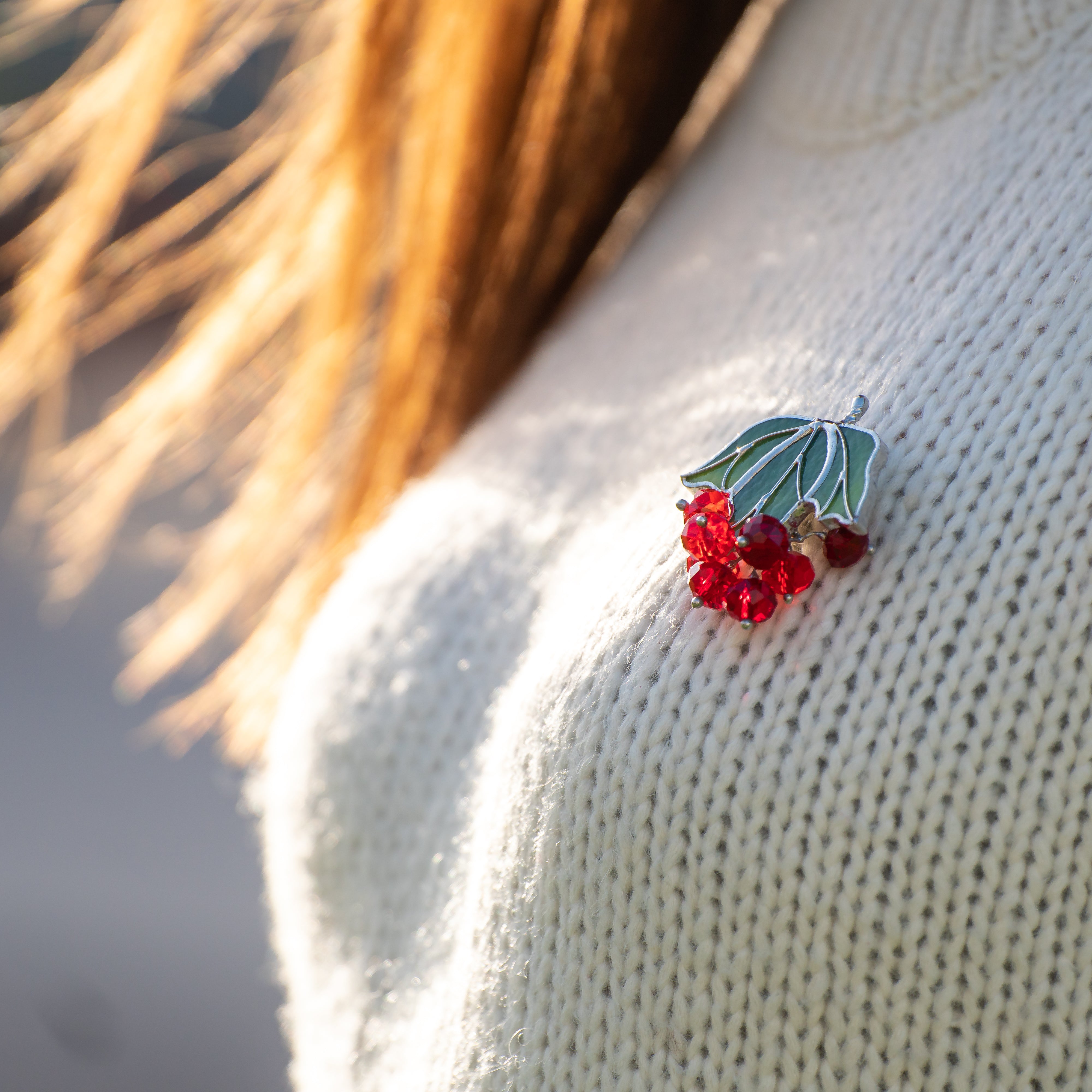 Red Viburnum Brooch