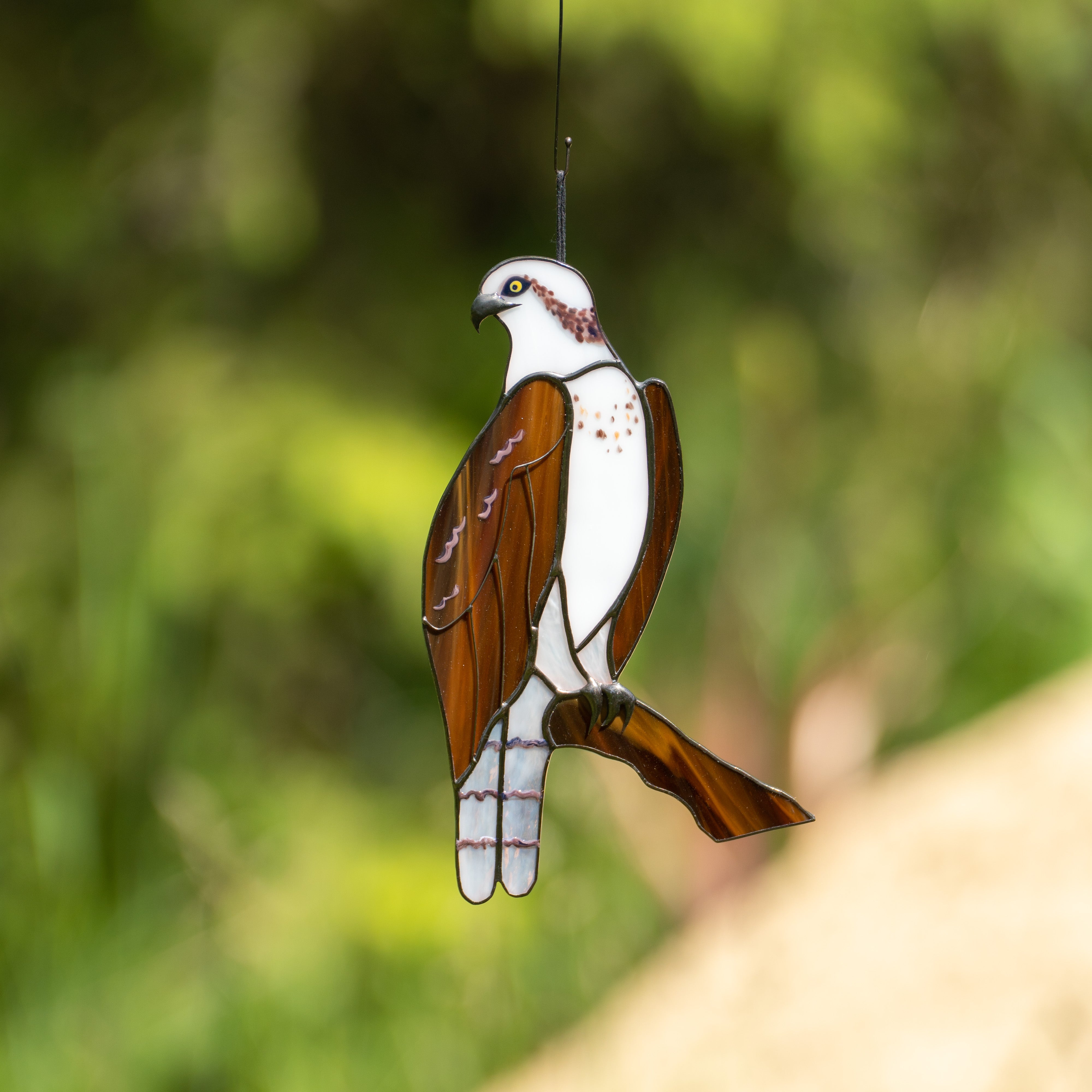 Stained glass osprey decor for window