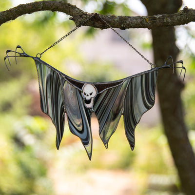 Stained glass suncatcher of Grim Reaper for Halloween decor