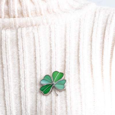Stained glass clover pin 