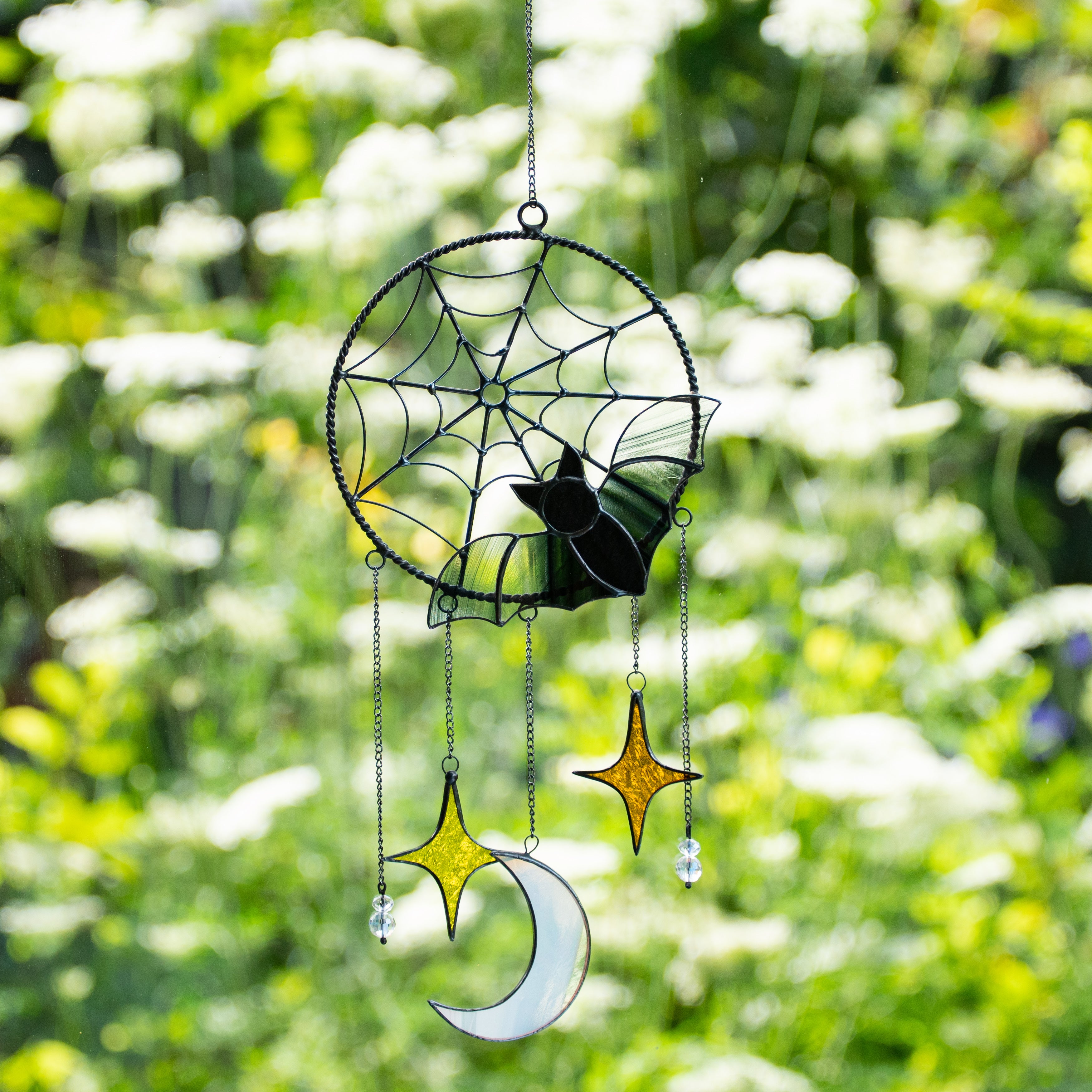Halloween stained glass bat dreamcatcher