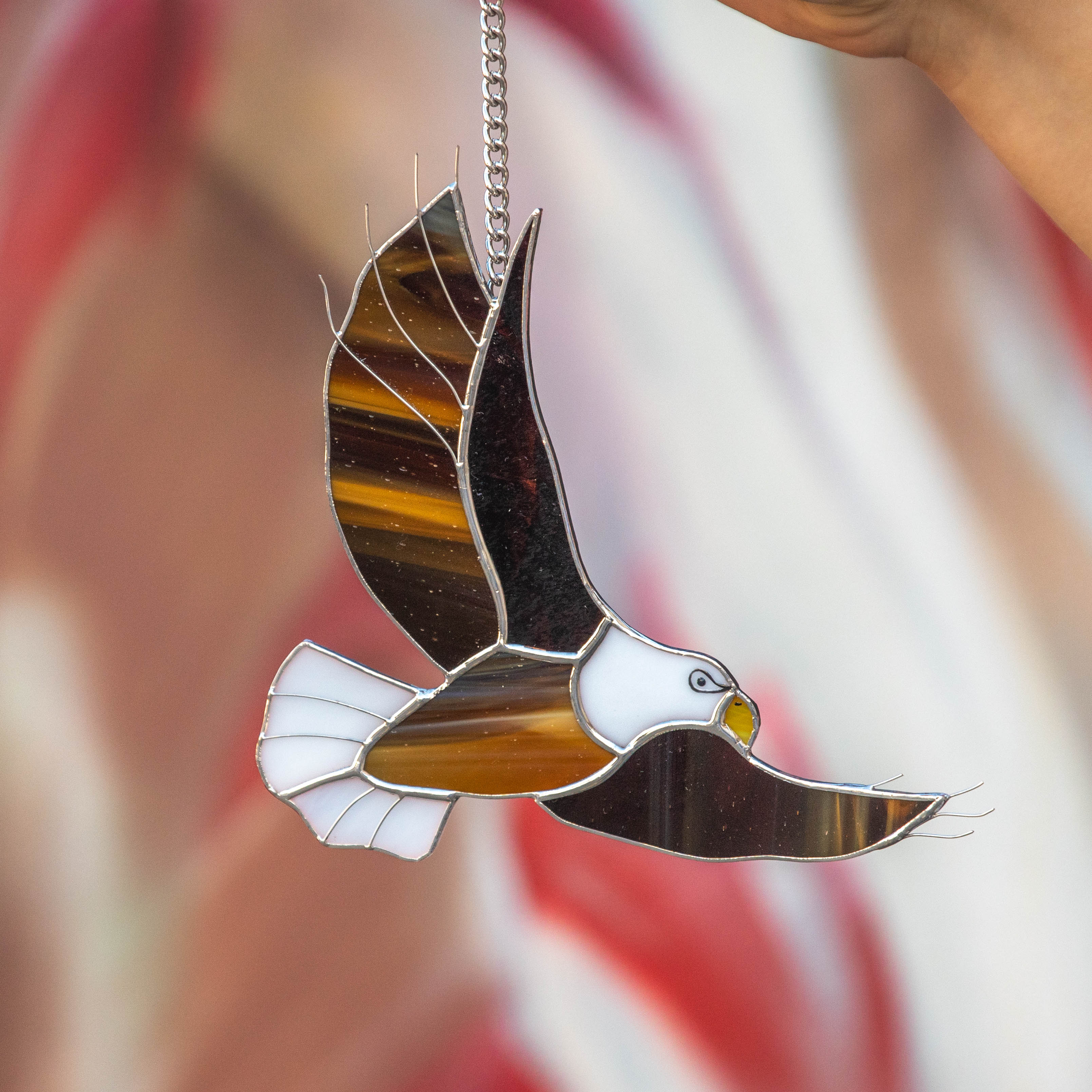 Stained glass eagle window hanging