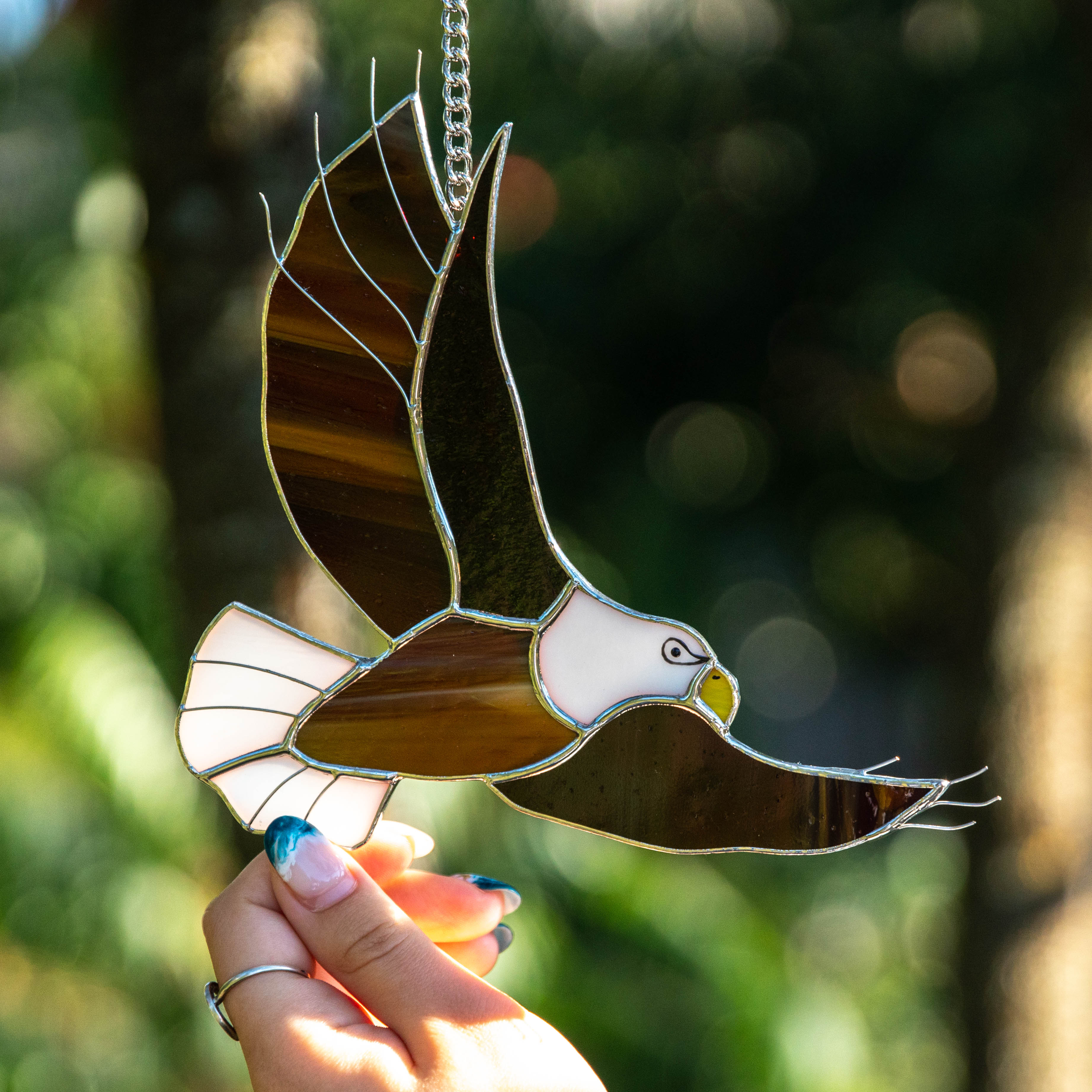 Eagle suncatcher of stained glass for window decor