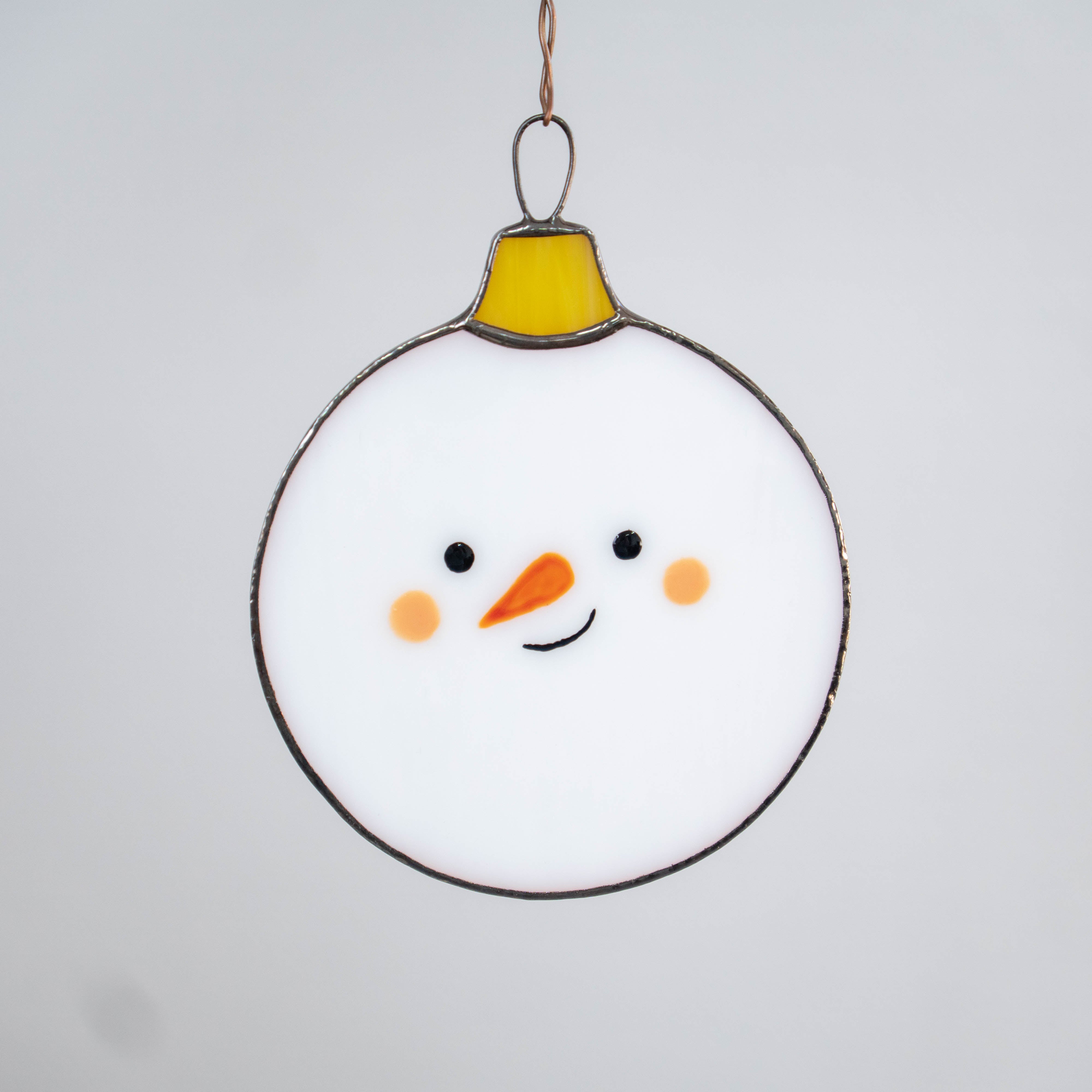 Stained glass round snowman suncatcher