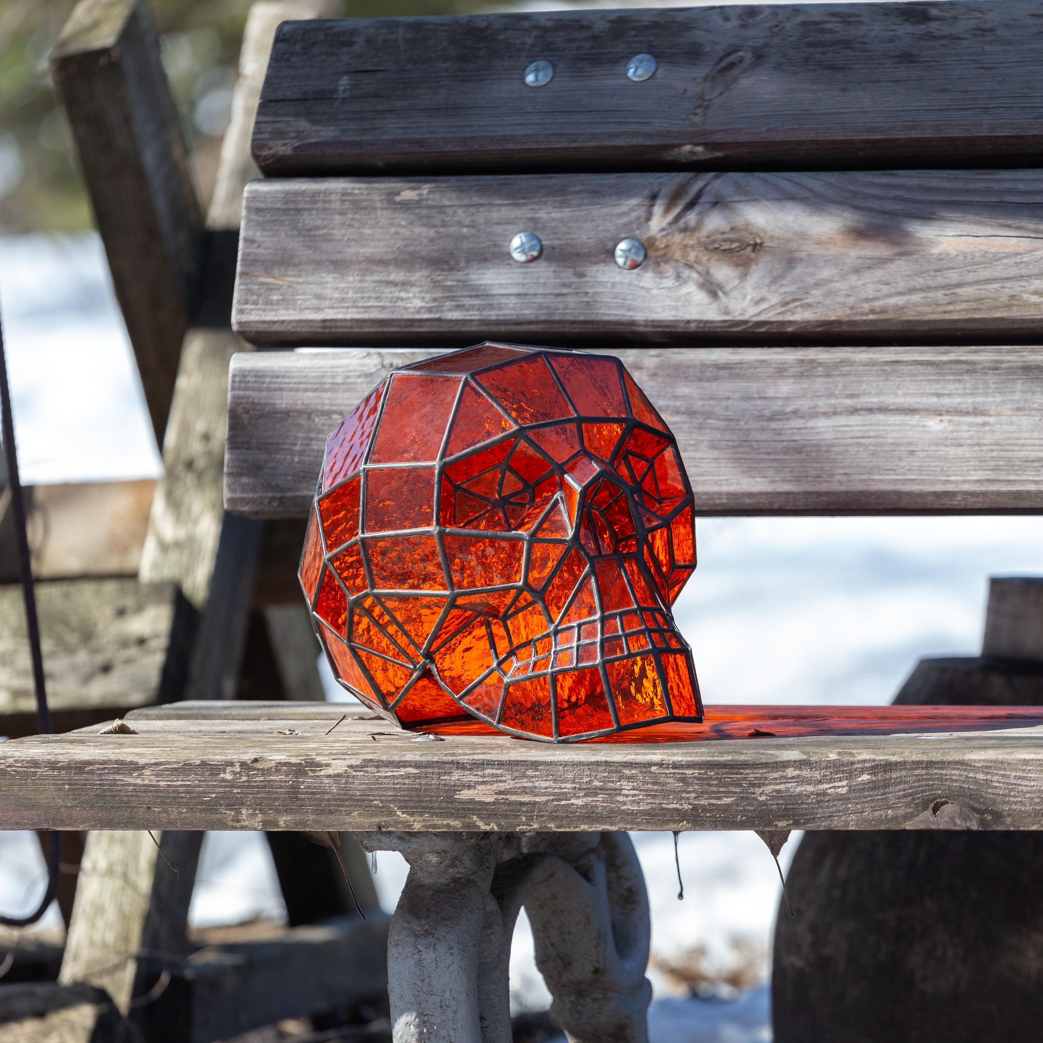 3D human skull of stained glass for Halloween spooky atmosphere