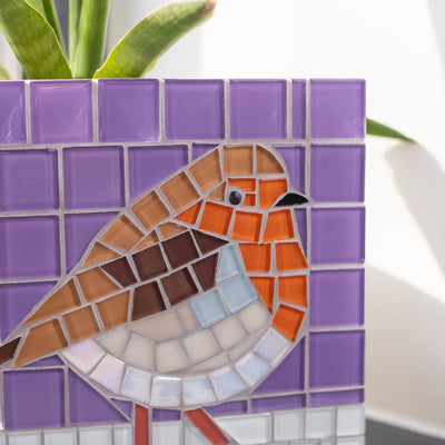 Zoomed robin glass mosaic