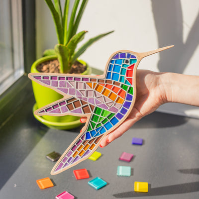 Hummingbird Silhouette Glass Mosaic DIY Kit