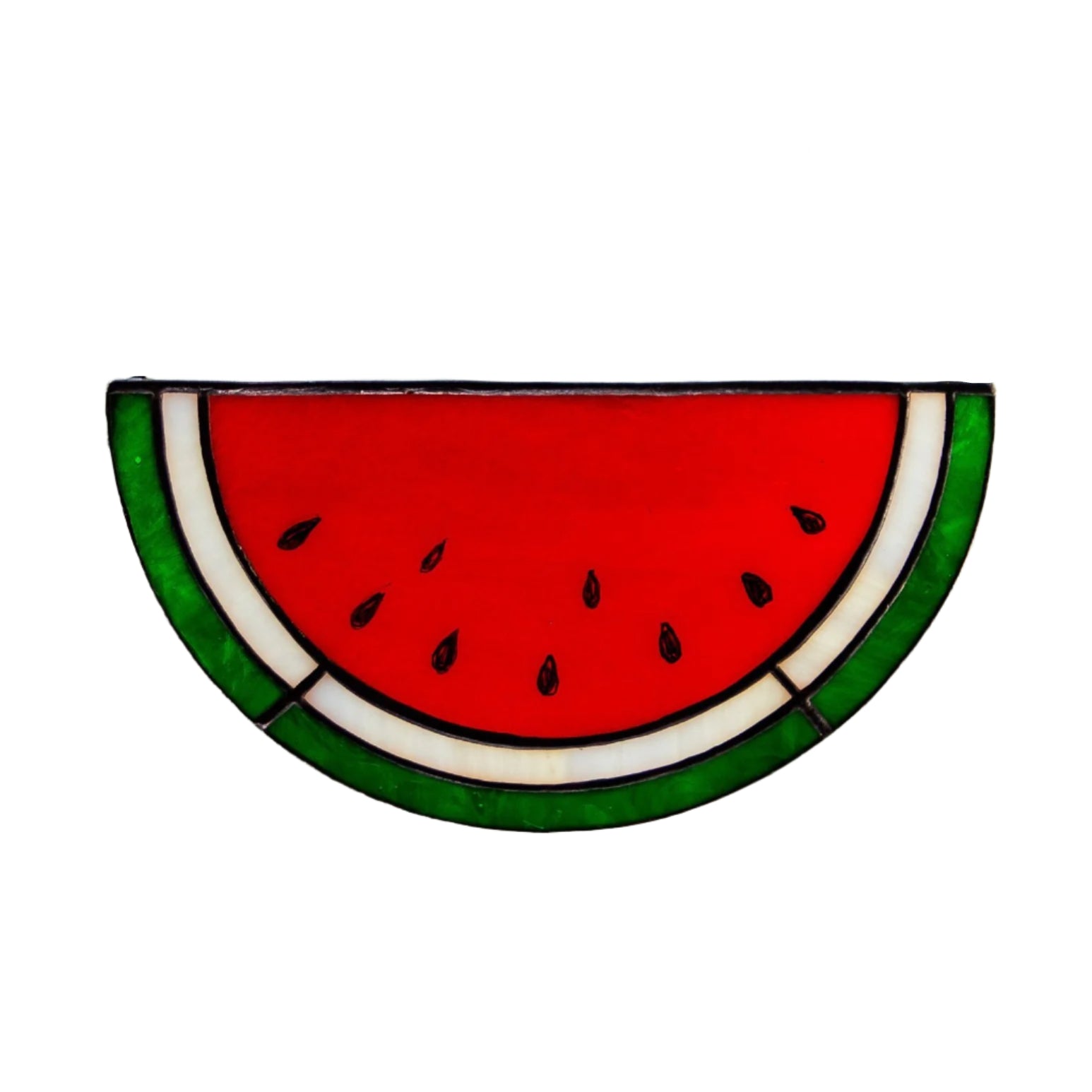 Stained glass watermelon slice suncatcher for window decor