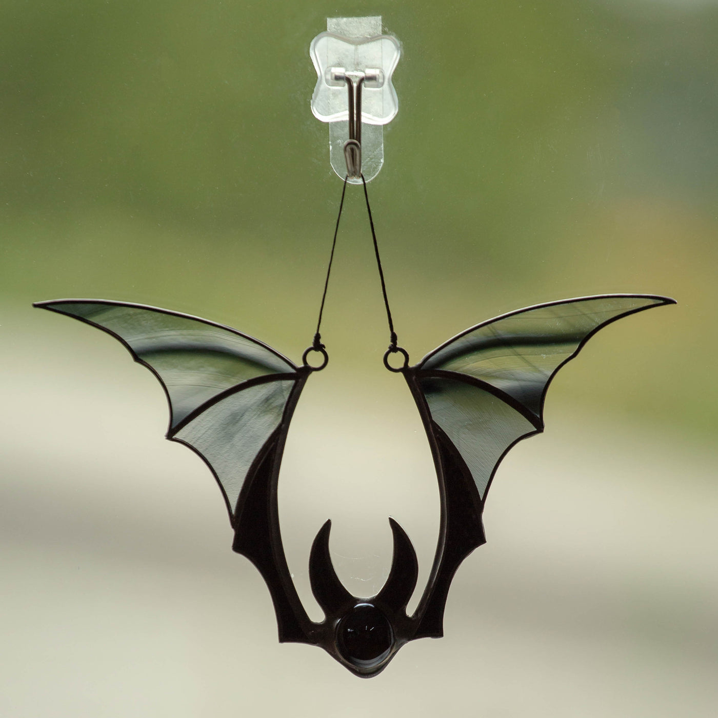 Stained glass spooky Halloween black bat