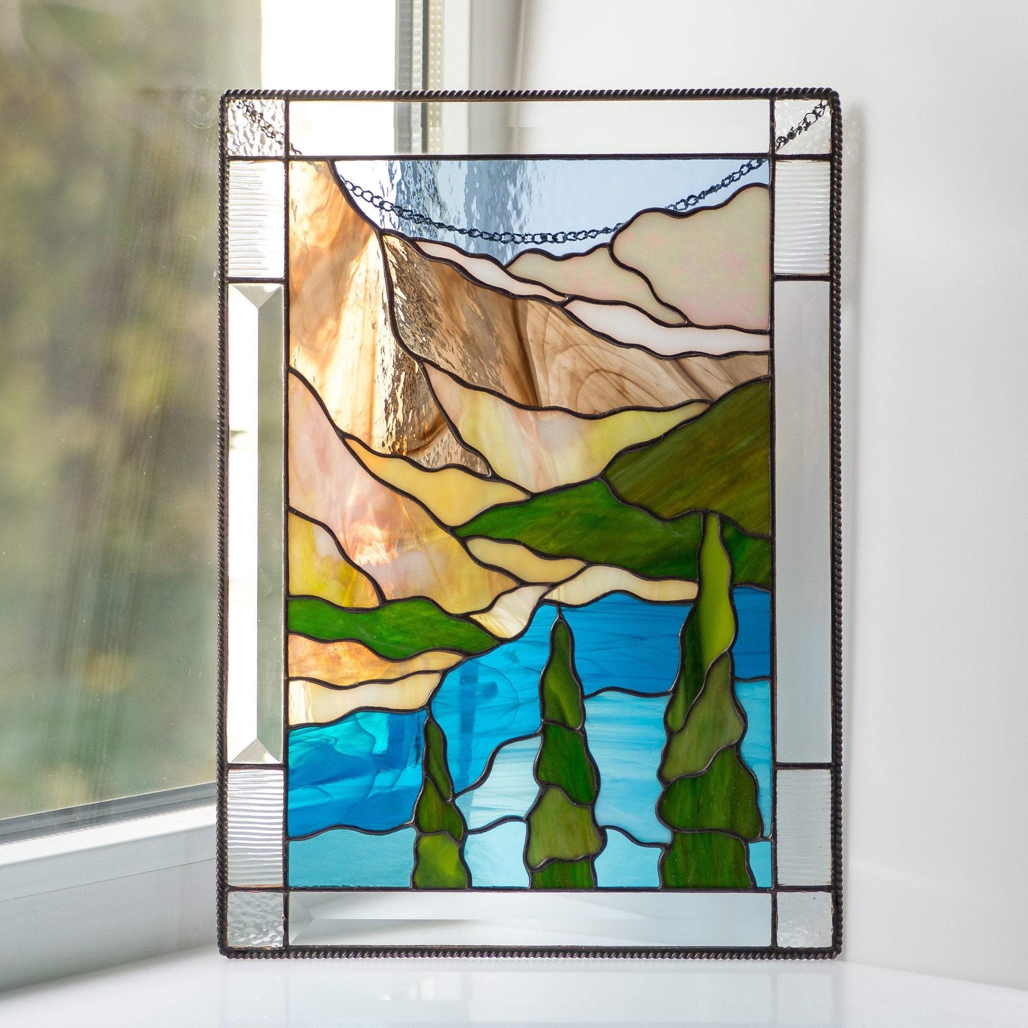 Banff national park panel of stained glass