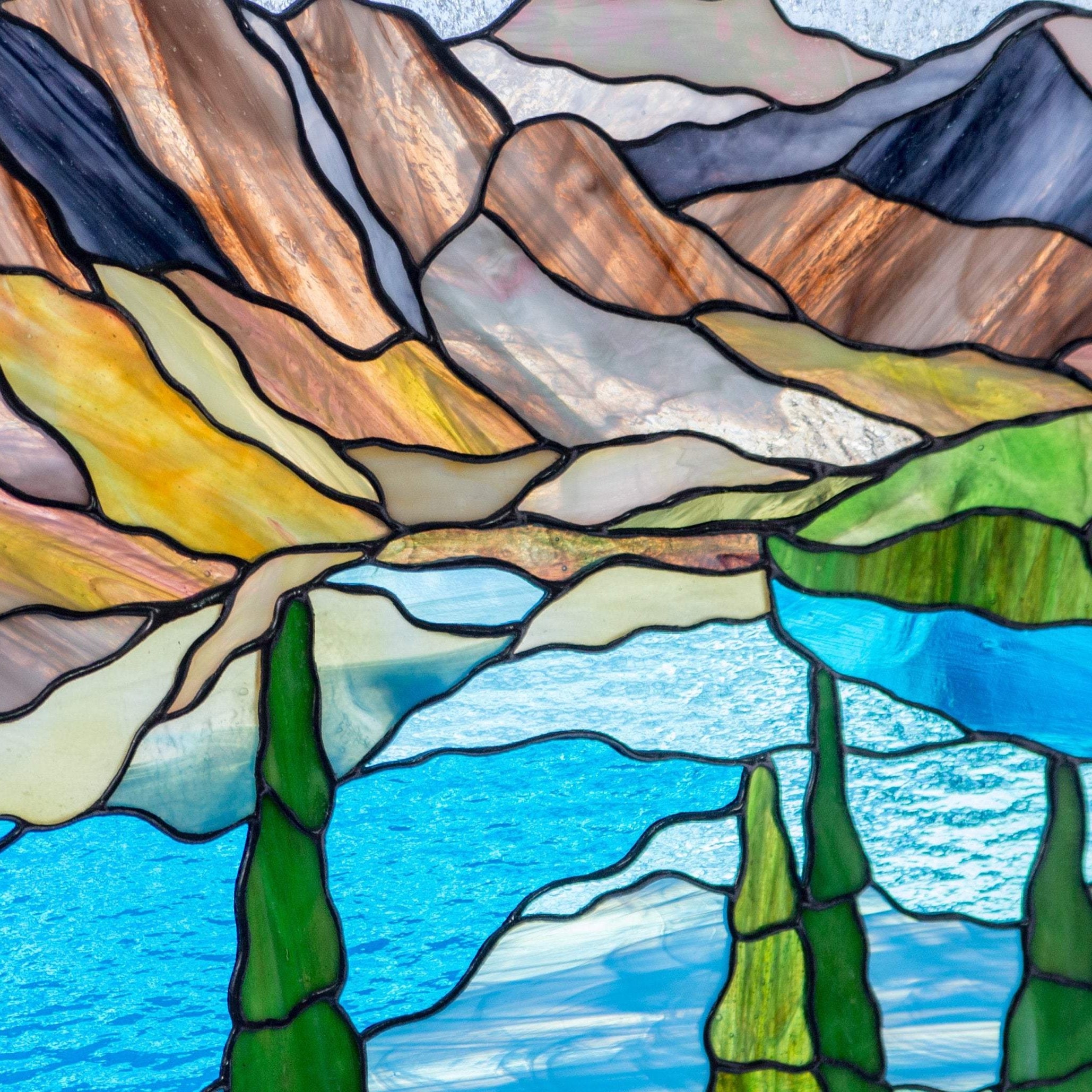 Zoomed panel of stained glass Banff national park