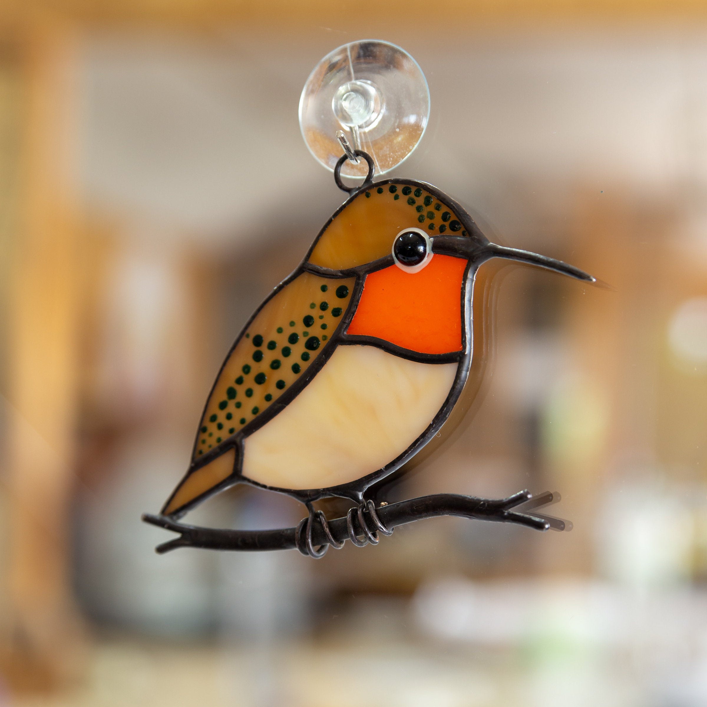 Stained glass suncatcher hummingbird gift Custom stained glass window hangings bird lover gift