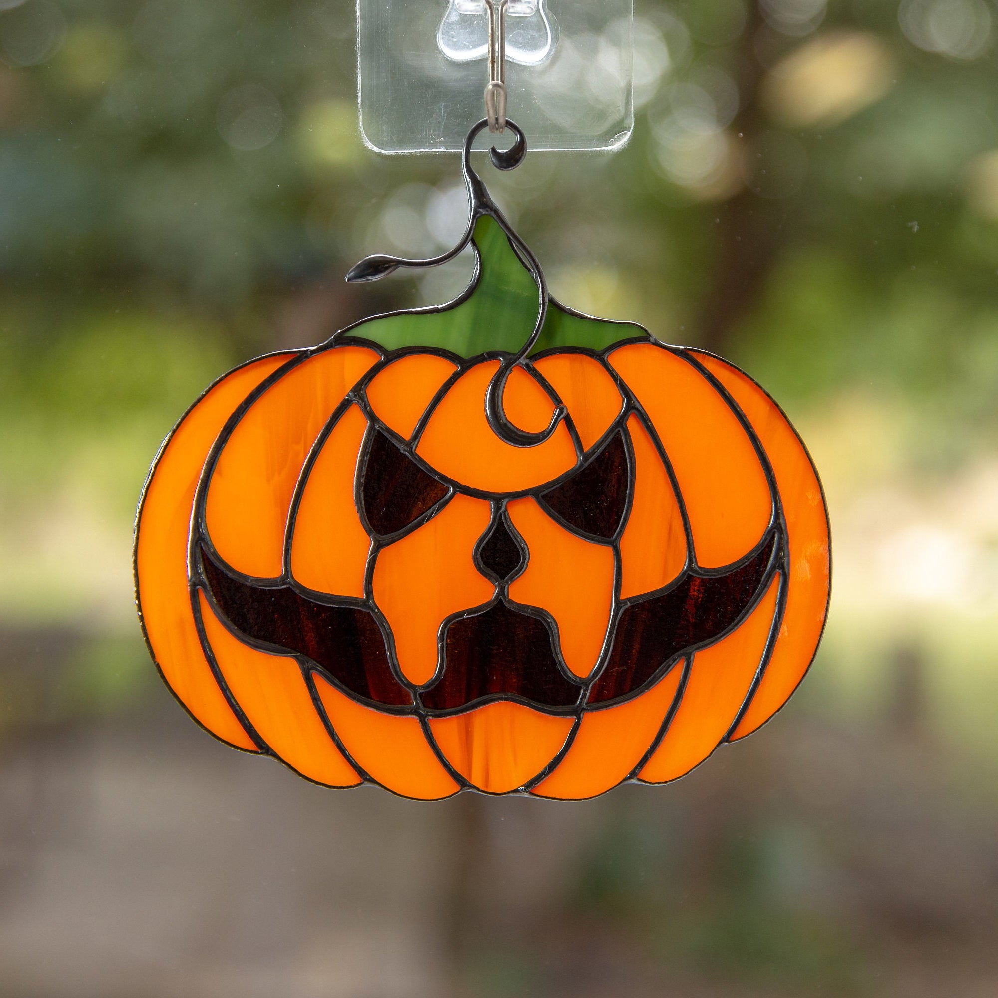 Halloween pumpkin decor Horror gifts Modern stained glass fall decorations Spooky stained glass window hangings