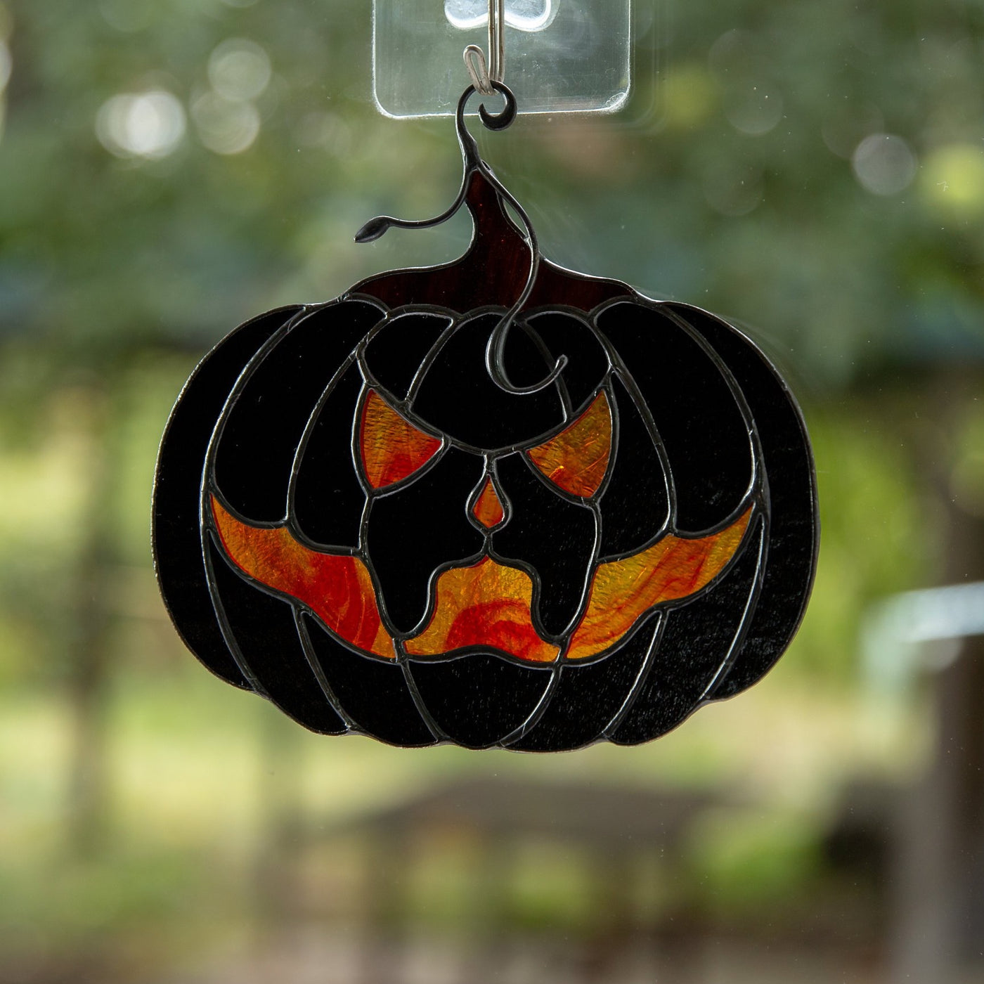 Halloween stained glass decor Glass pumpkin horror decor Halloween gifts Fall stained glass suncatcher