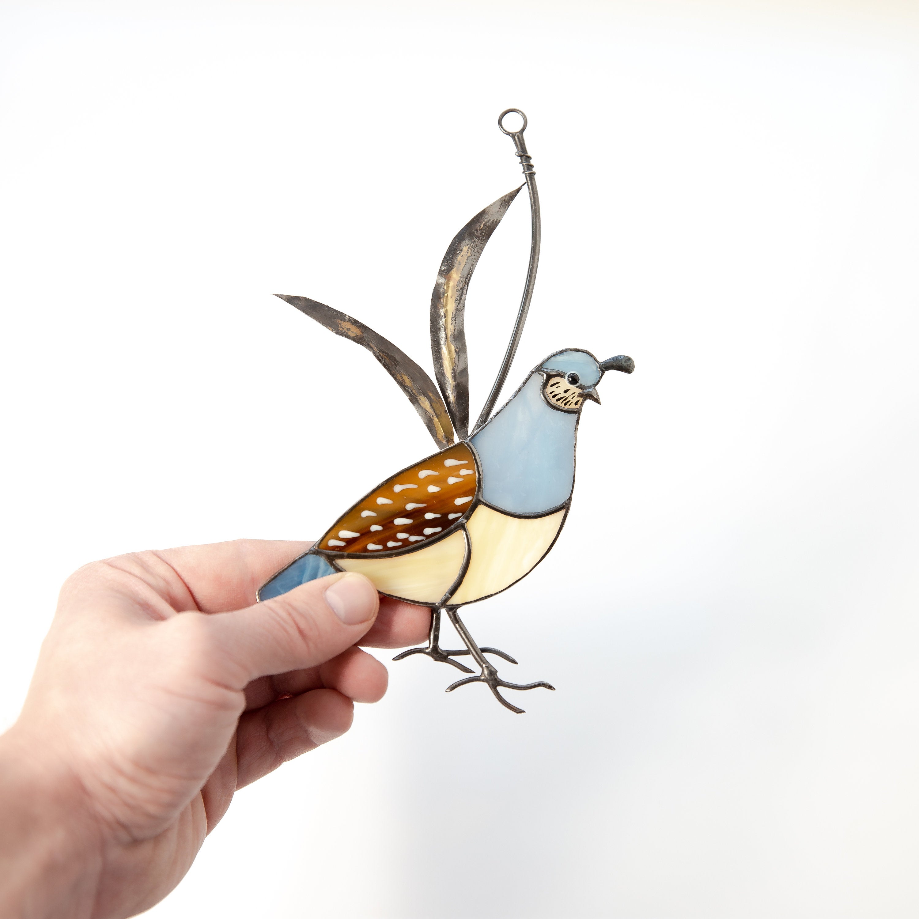 Stained glass female quail