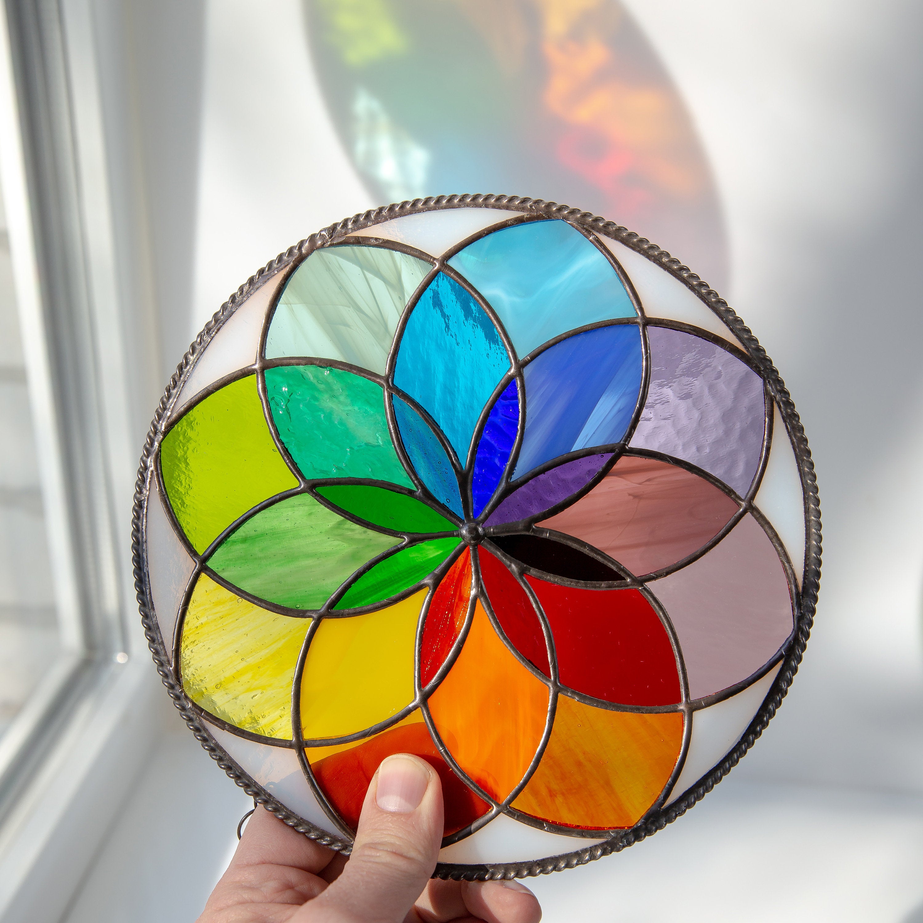 Modern stained glass art Mandala stained glass window hangings gift for Mothers Day