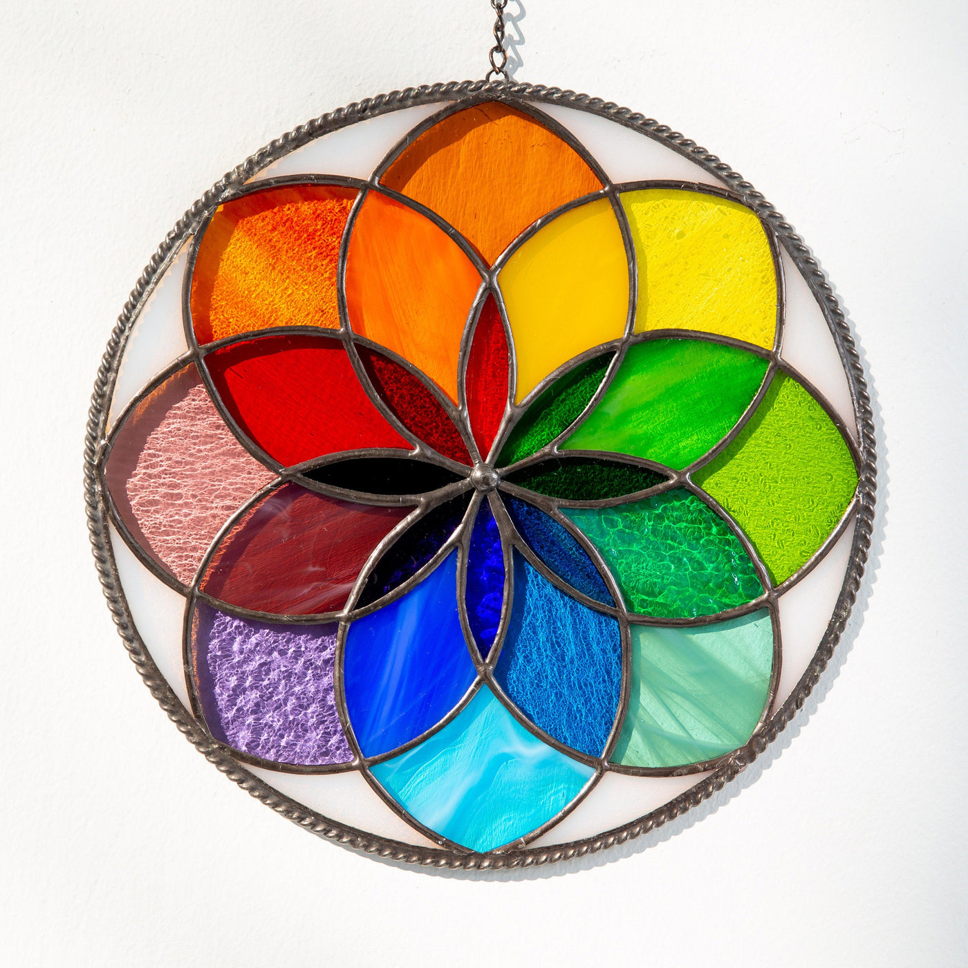 Mandala stained glass panel Rainbow stained glass window hangings Housewarming gift