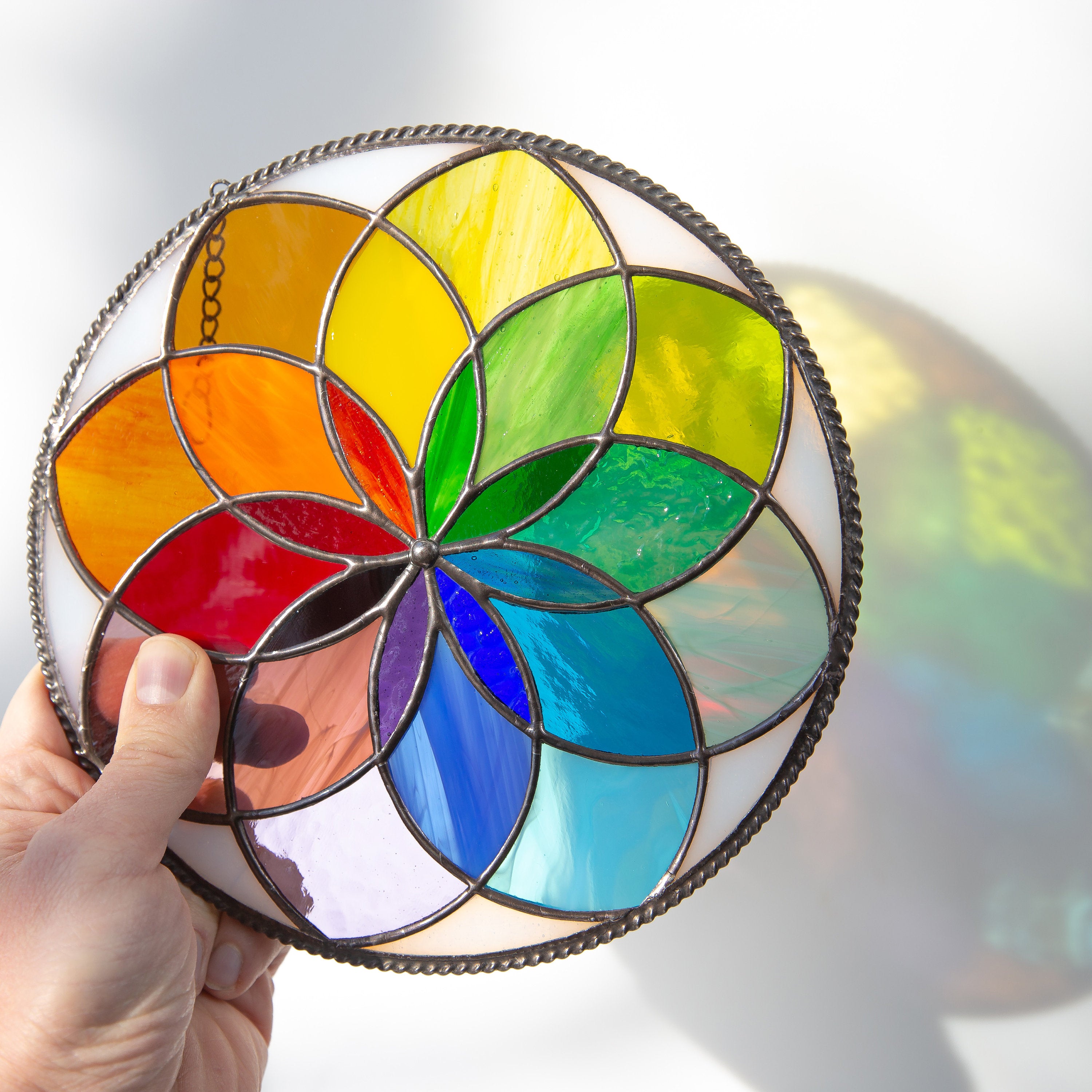 Modern stained glass art Mandala stained glass window hangings gift for Mothers Day